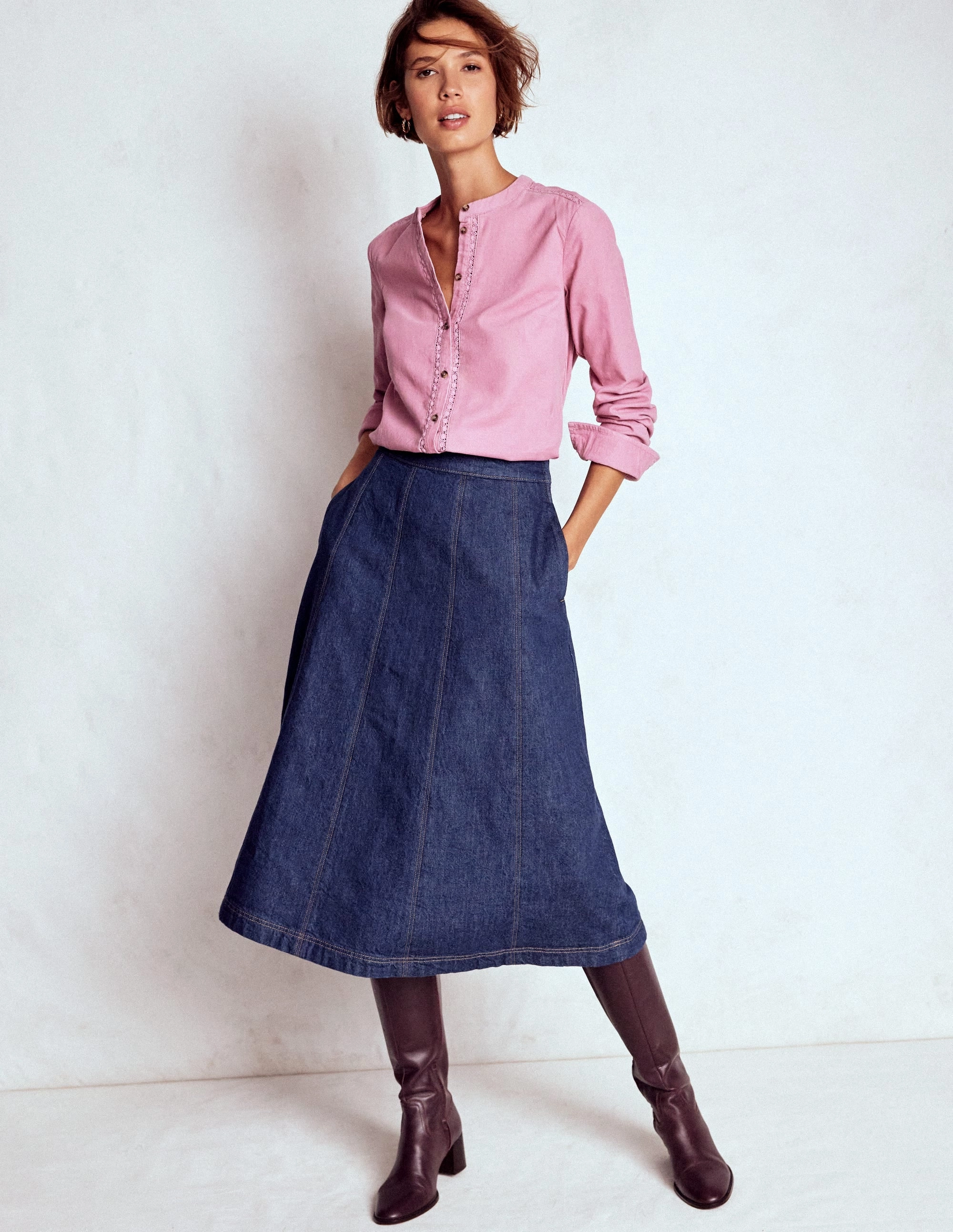 Joy Panelled Denim Skirt-indigo Minimal Vibes