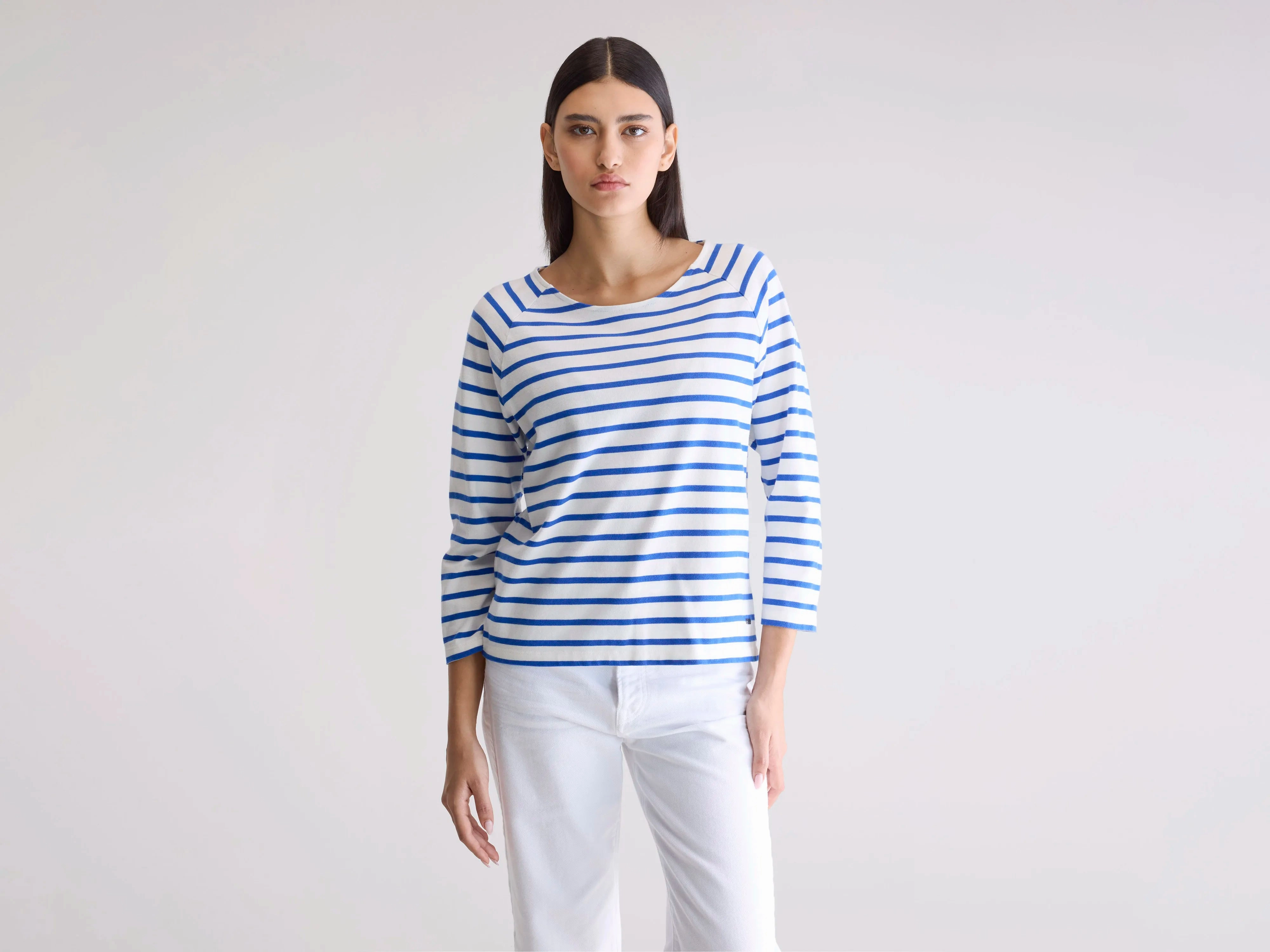 TemperatureRegulatingLining MultiLayer Stitching Maow crew-neck t-shirt (252 / W / STRIPE C)