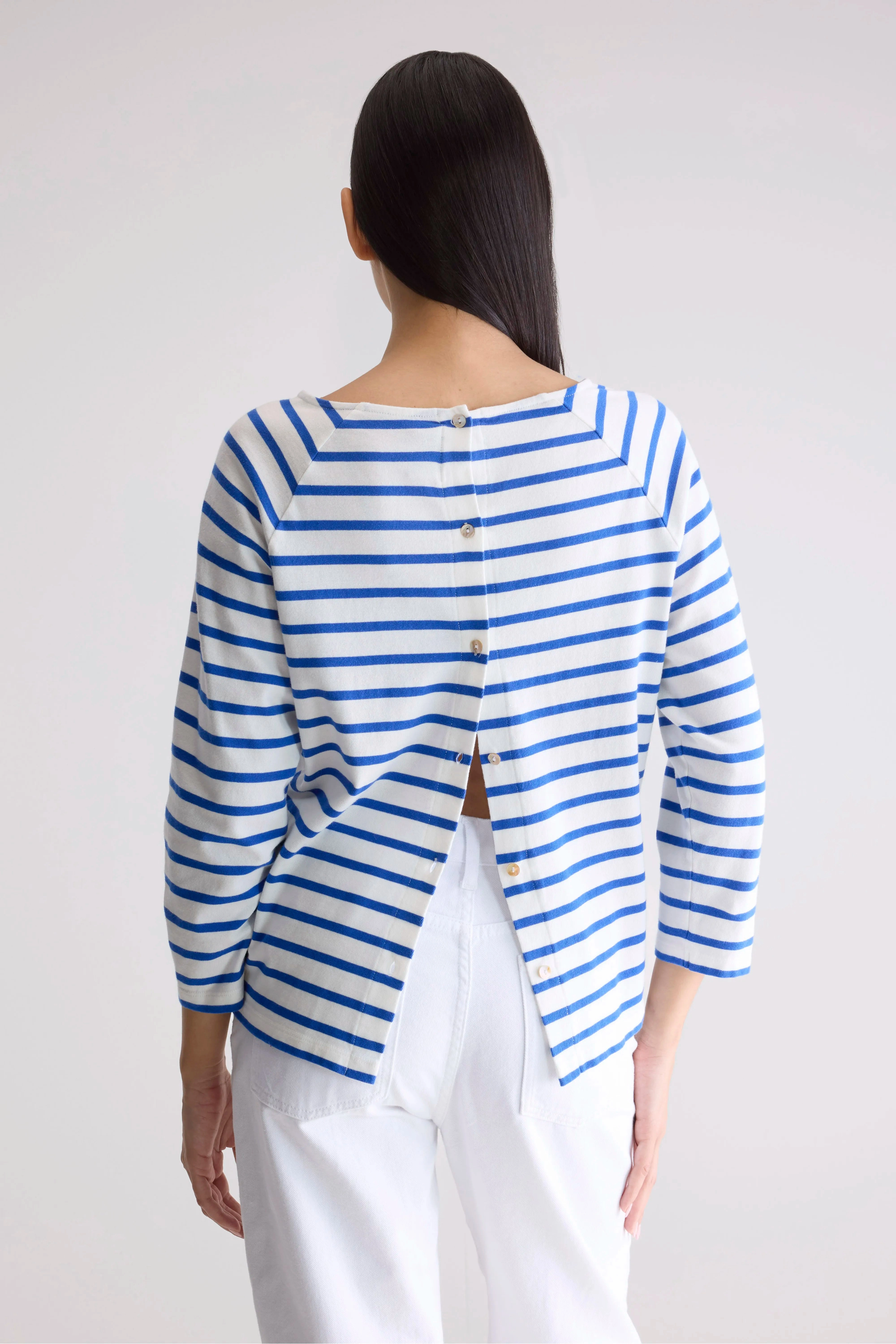 Maow crew-neck t-shirt (252 / W / STRIPE C) DualLayer Weave