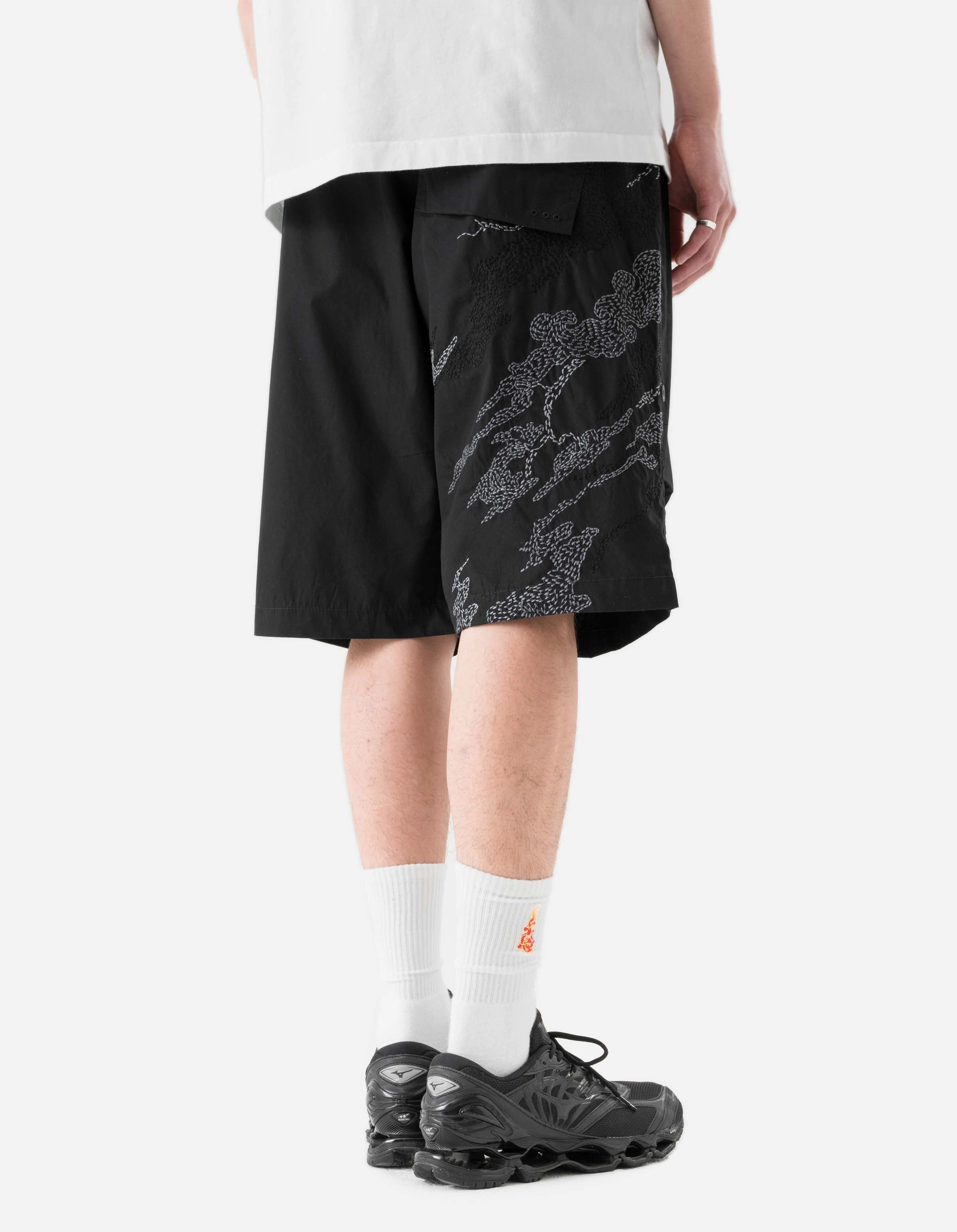 mid-rise 6238 Sashiko Bonsai Snoshorts Black