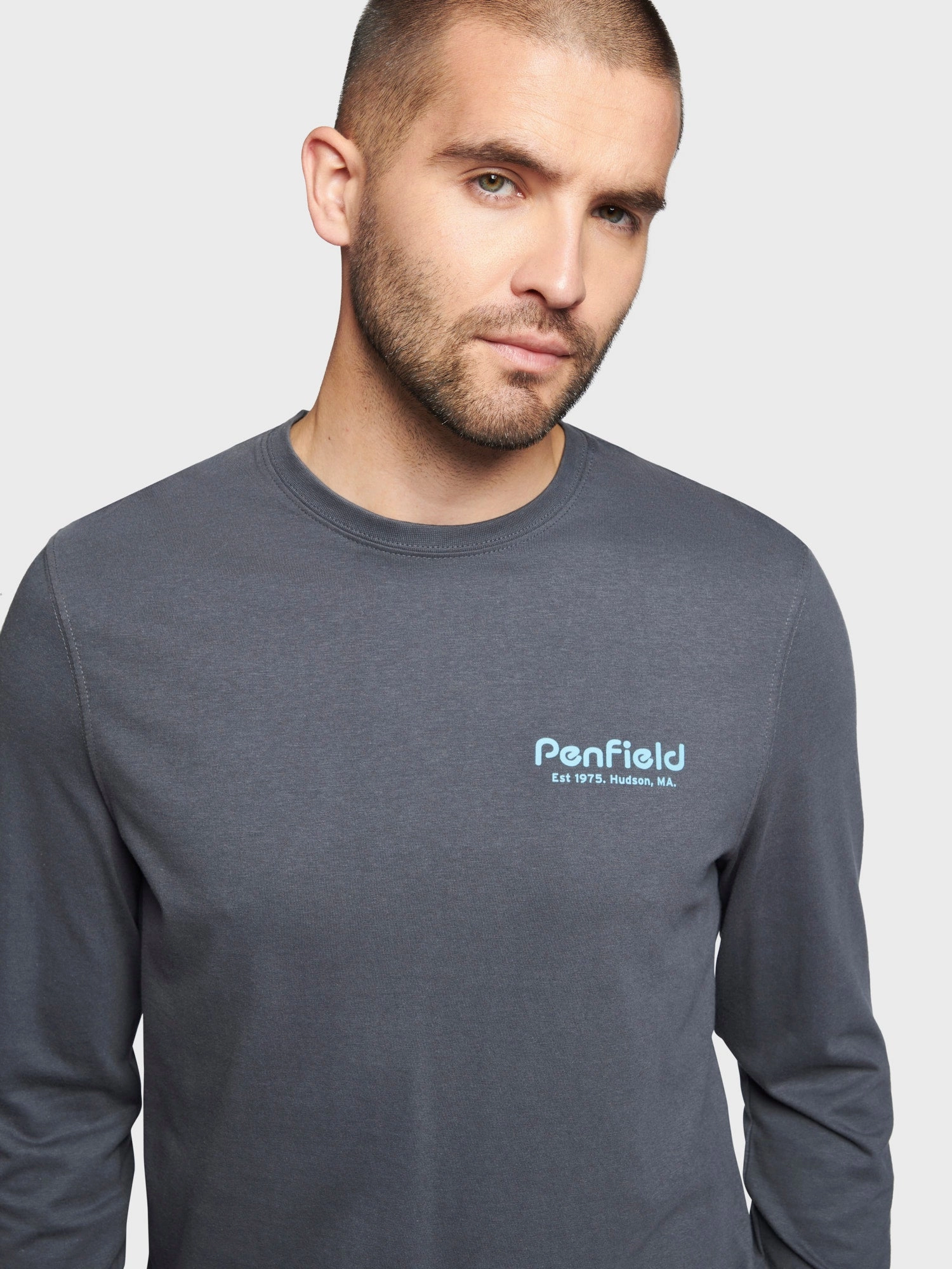 Sketch Mountain Back Graphic Long Sleeve T-Shirt in Ebony Ultra Soft Finish