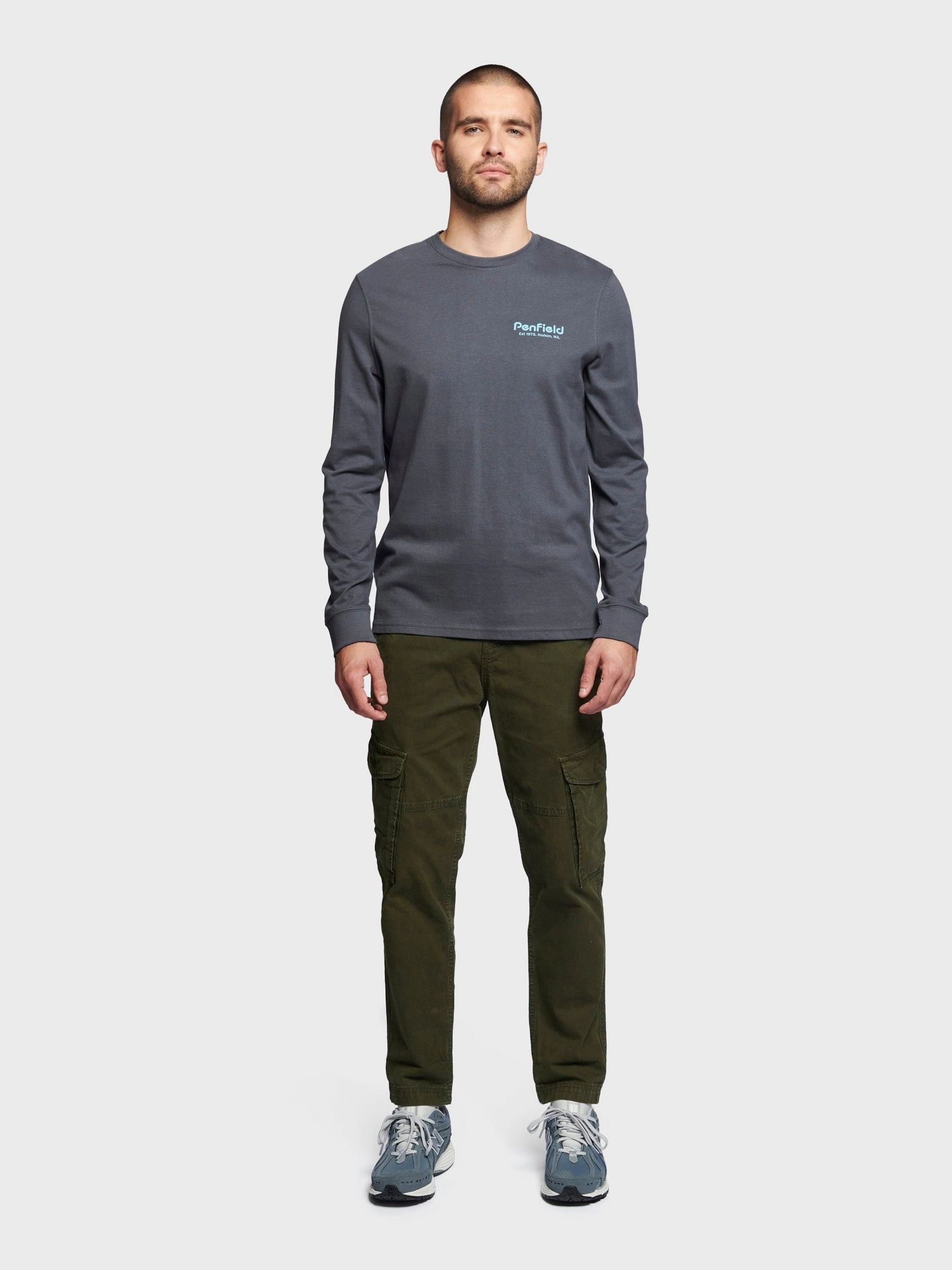 Sketch Mountain Back Graphic Long Sleeve T-Shirt in Ebony UPF Rated Fabric