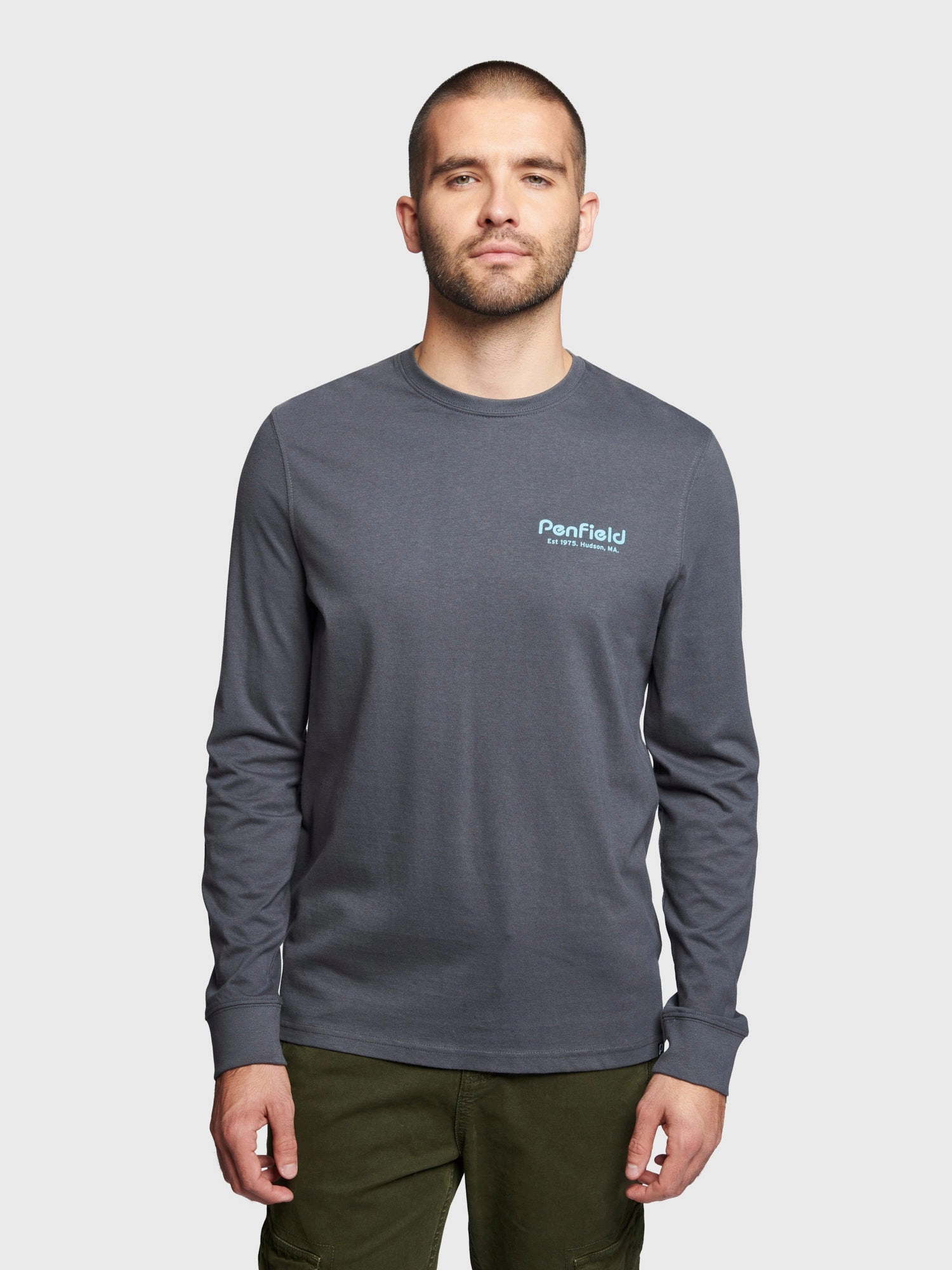Sketch Mountain Back Graphic Long Sleeve T-Shirt in Ebony Comfort Waist Street Style