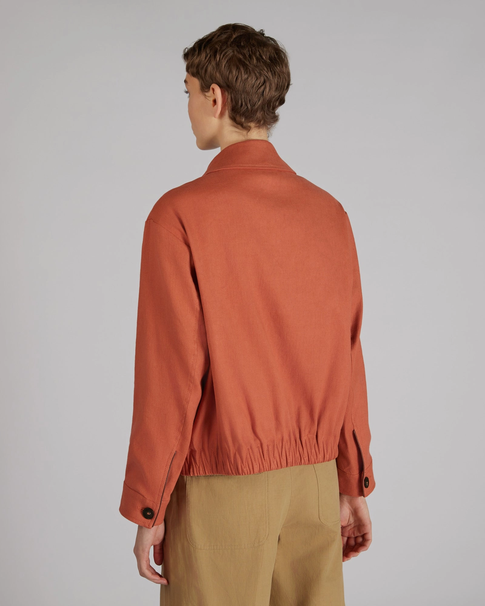 Cotton and linen panama bomber jacket Reinforced Zippers Low Profile Logoing