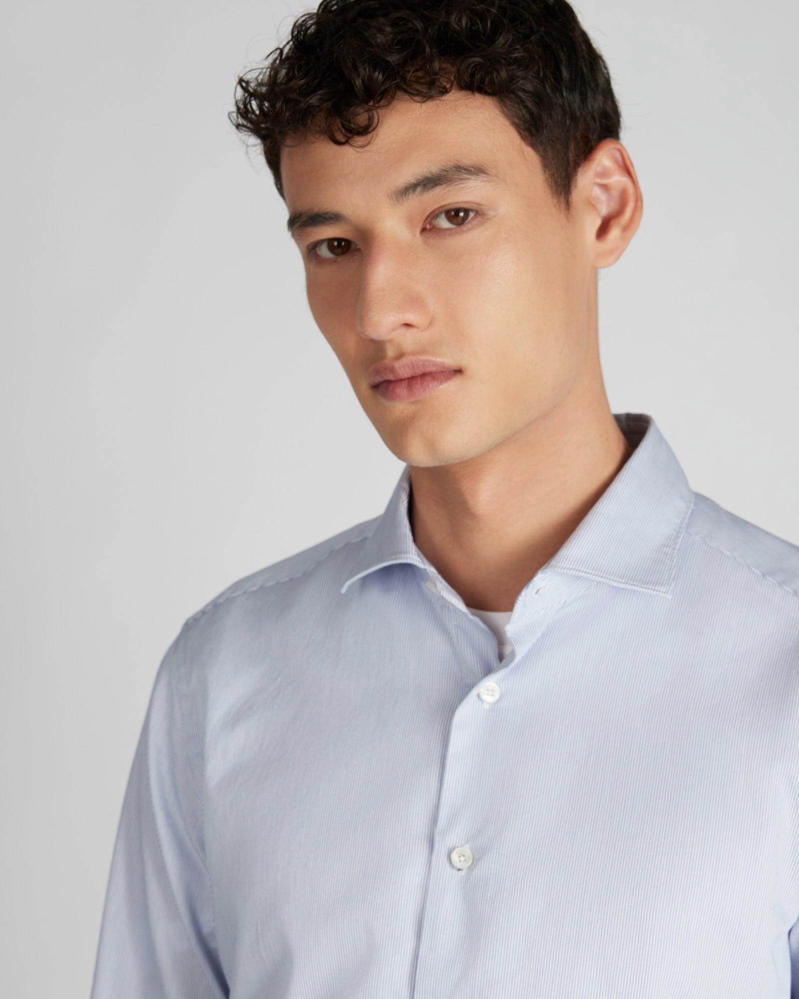Chambray Fabric Neutral Colors Slim fit cotton shirt