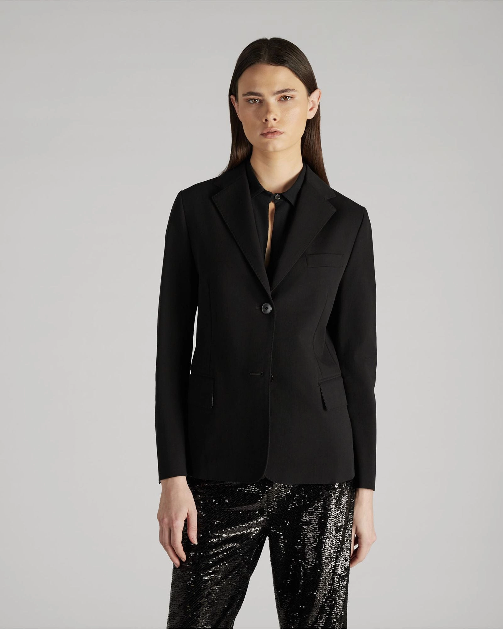 Slim fit jacket in two-way stretch gabardine Light Reflective Logos Quick Dry Fabric Technology