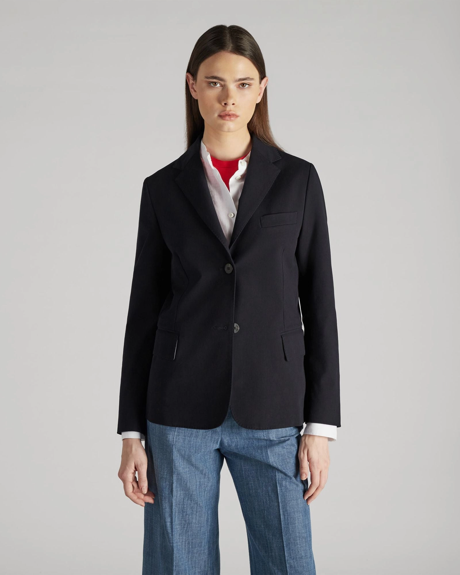 Slim fit jacket in two-way stretch gabardine Temperature Regulating Lining