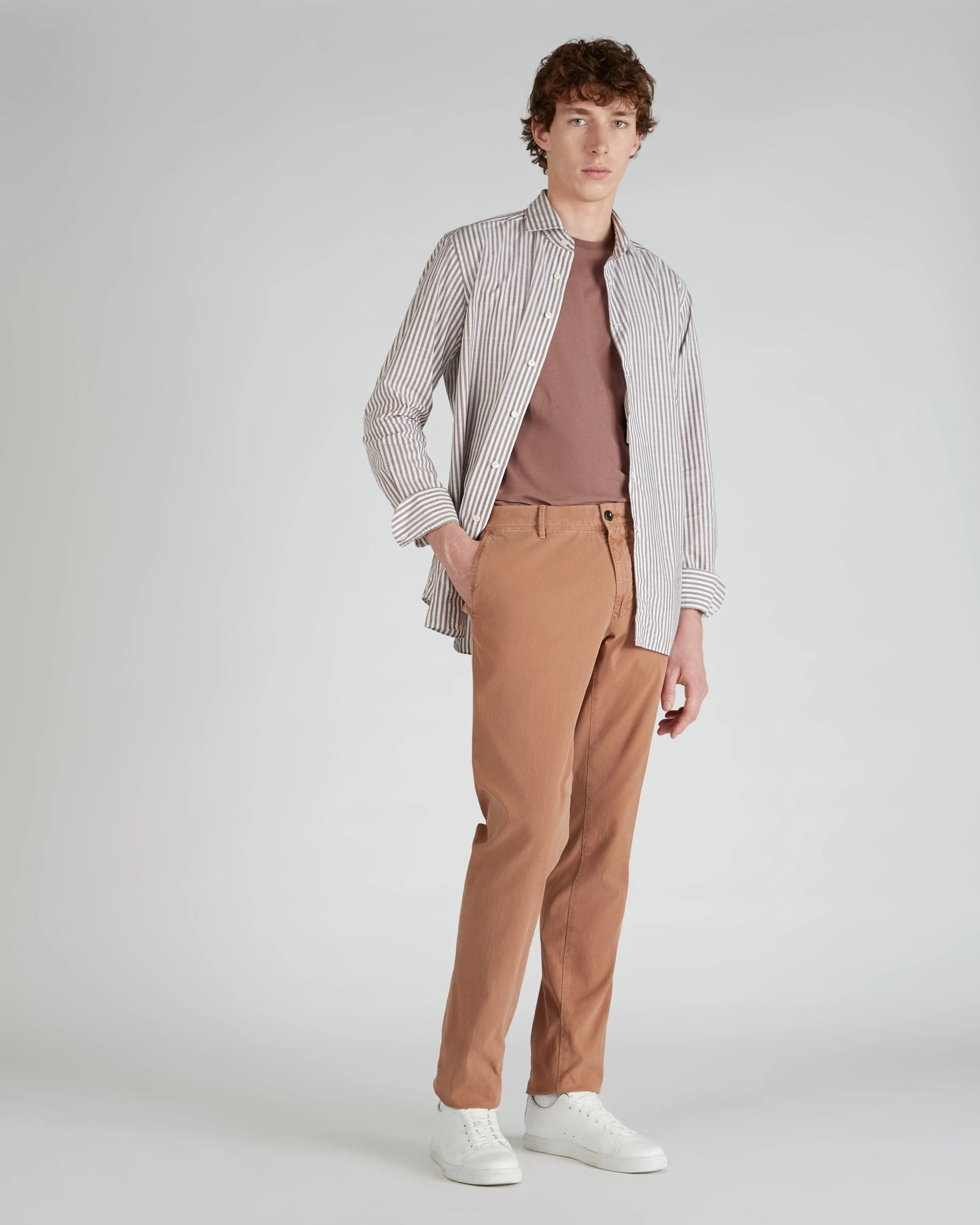 LowProfileWaistband Flexibility Fit Slim-fit panama cotton trousers