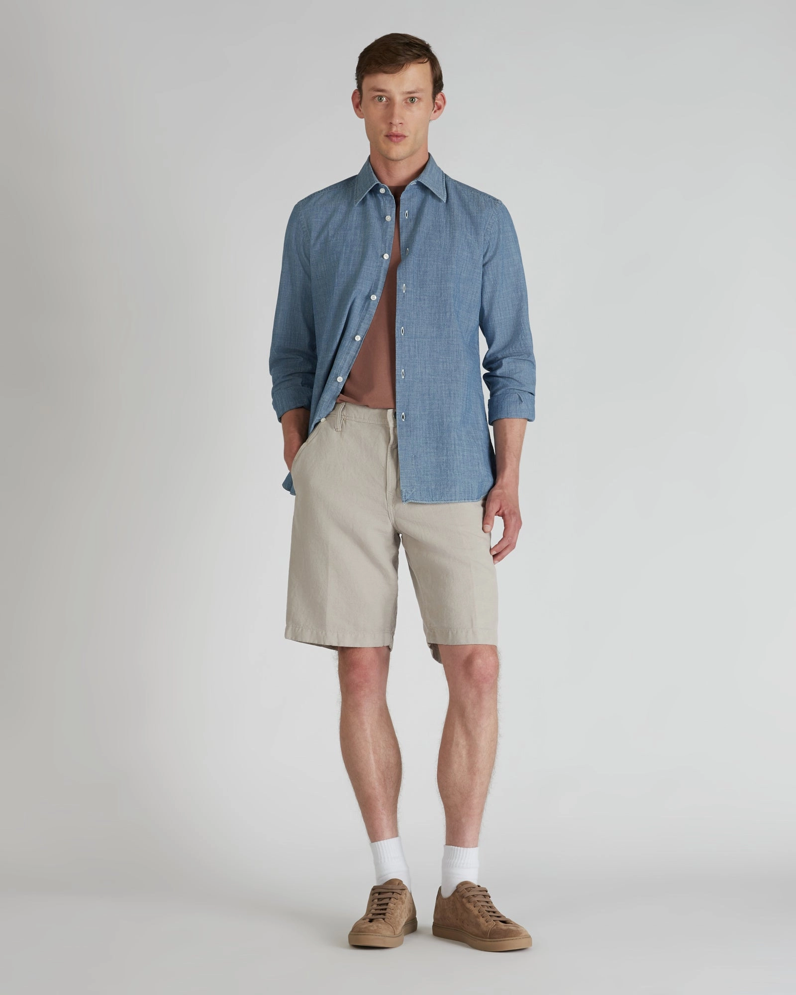 Slim-fit shirt in cotton chambray Summer Vibes