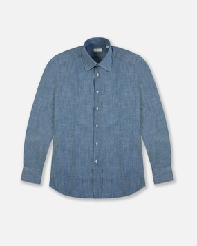 Slim-fit shirt in cotton chambray Casual Fit Active Fit