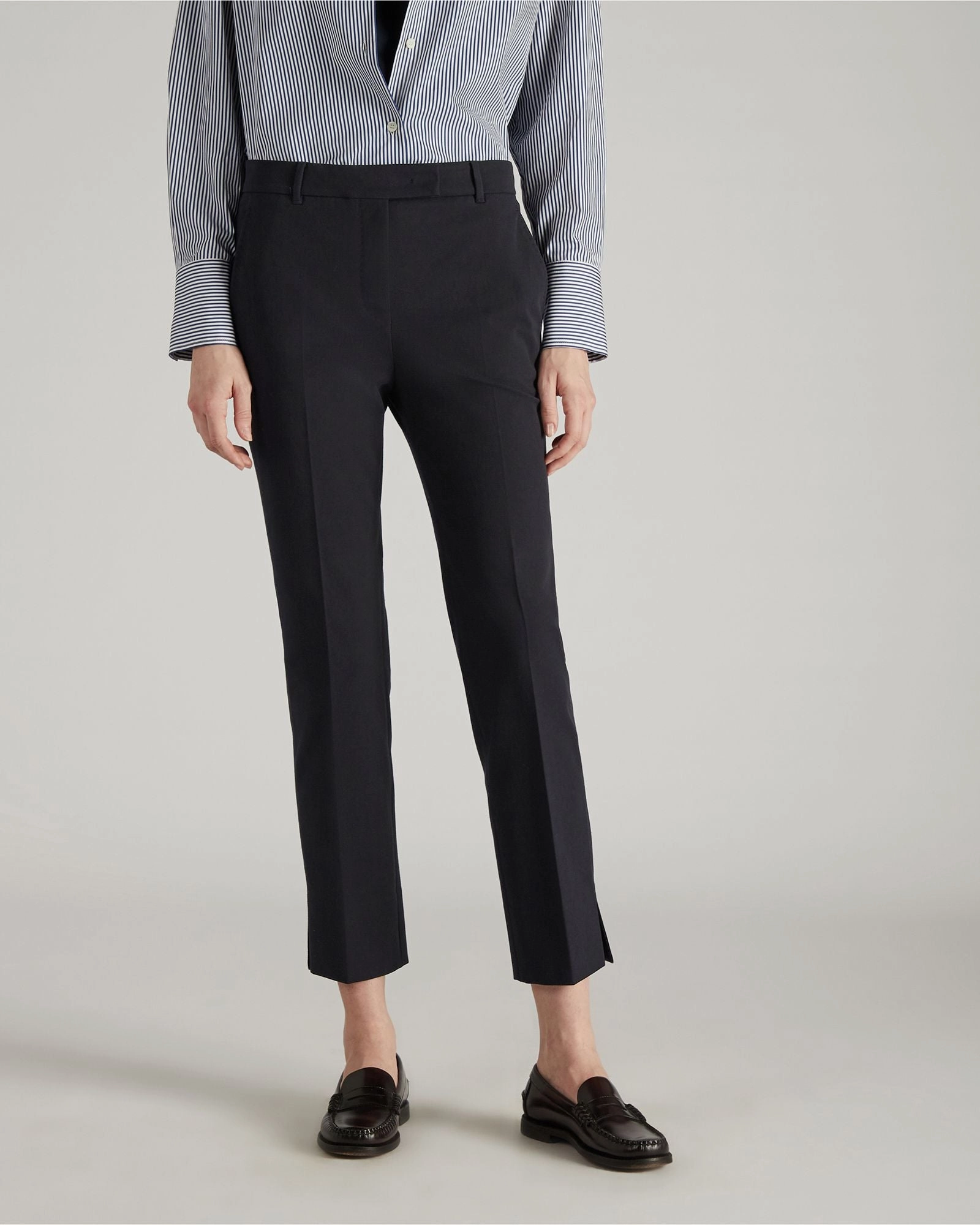 Slim fit trousers in two-way stretch cotton gabardine Cozy Layer Training Wear