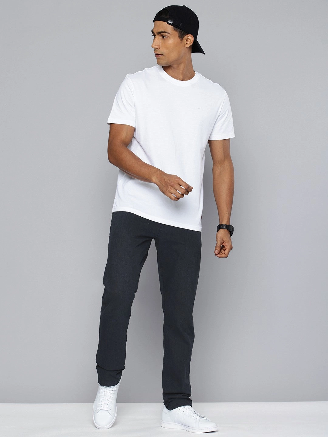 Relaxed Style Bold Men's Redloop 512 Navy Blue Slim Tapered Fit Mid Rise Jeans