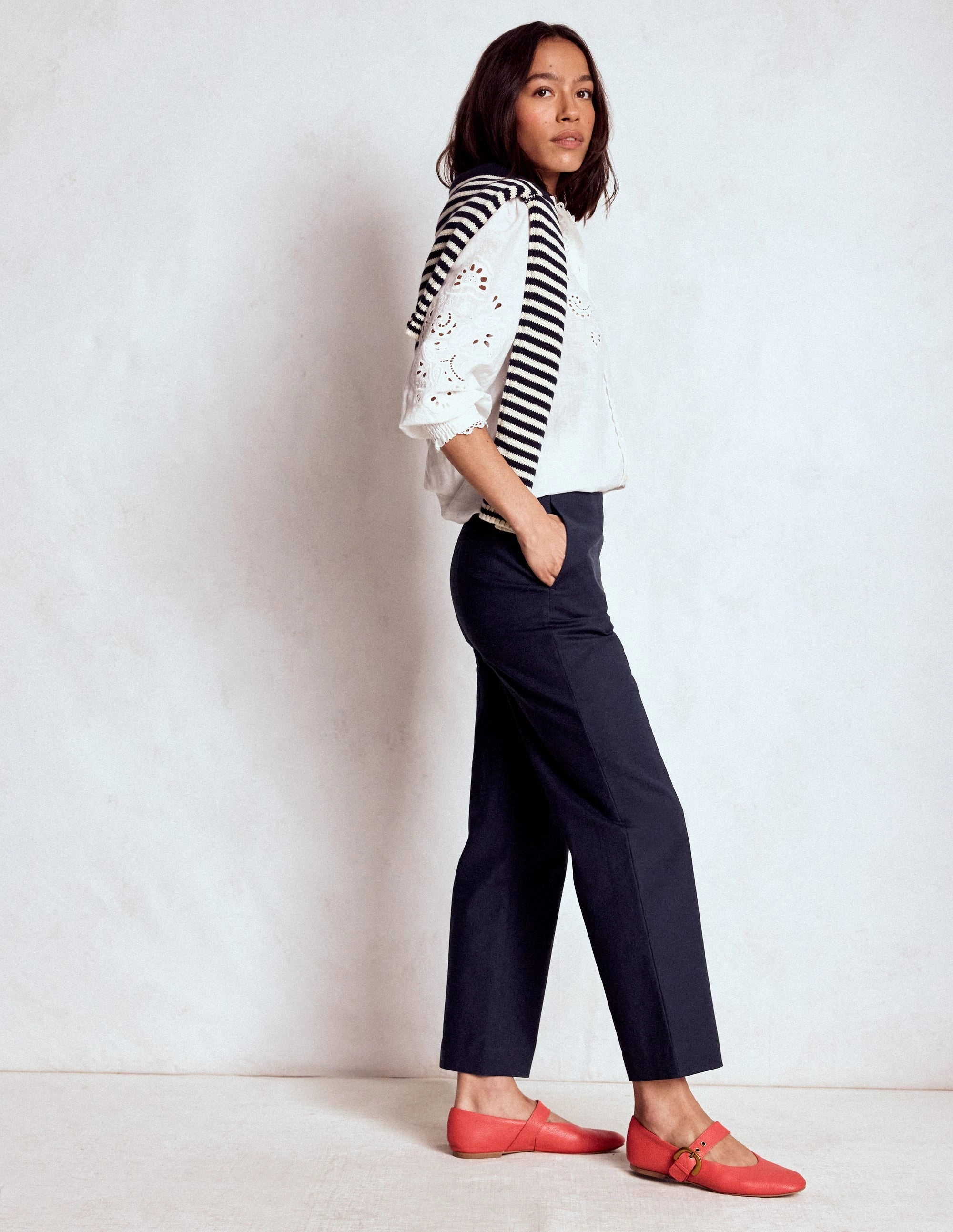 Smart 7/8 Trousers-Navy Recyclable Fabric Blend Light Reflective Details