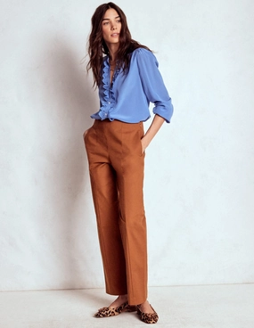 Breathable Mesh Panels Smart 7/8 Trousers-Russet