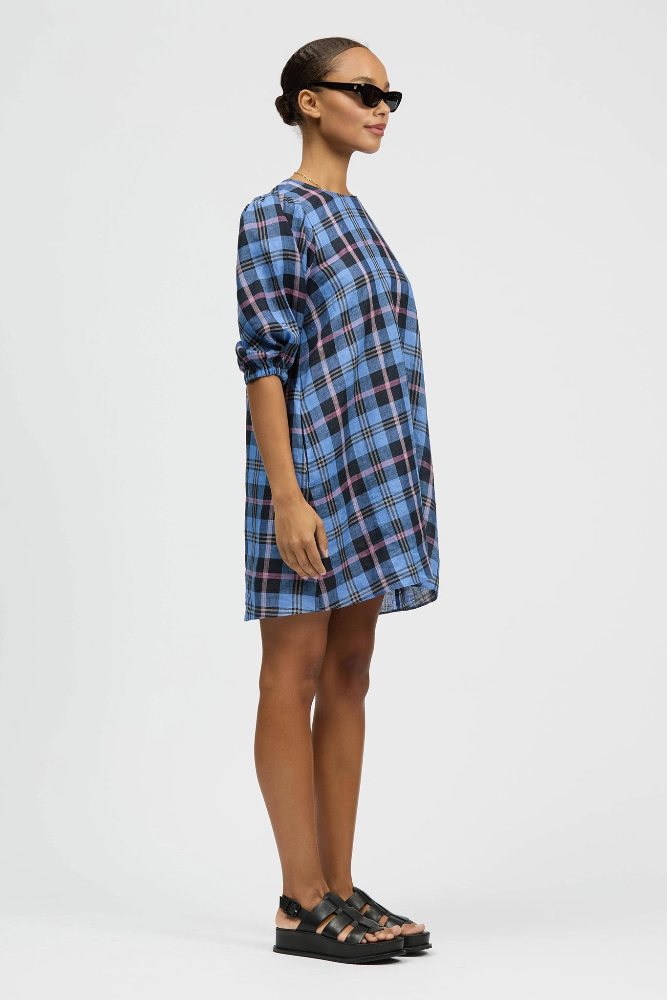 Fit Easy Convertible-Style Maria Dress Pink/Blue Check