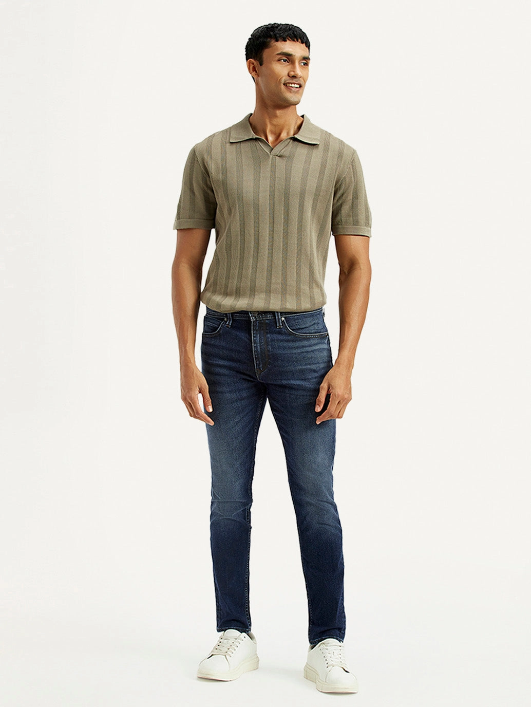 Easy Match Men's Redloop 512 Dark Indigo Slim Tapered Fit Mid Rise Jeans