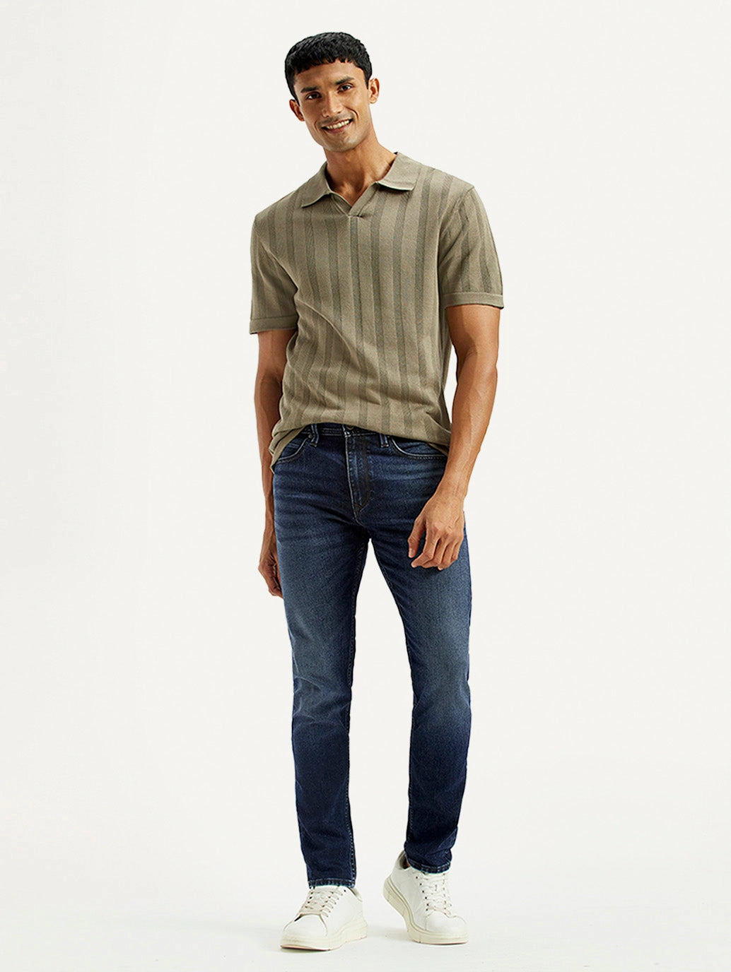 Contemporary Cut Natural Look Men's Redloop 512 Dark Indigo Slim Tapered Fit Mid Rise Jeans