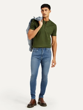 Outfit Ready Style Fashionable Touch Men's Redloop 512 Blue Slim Tapered Fit Mid Rise Jeans