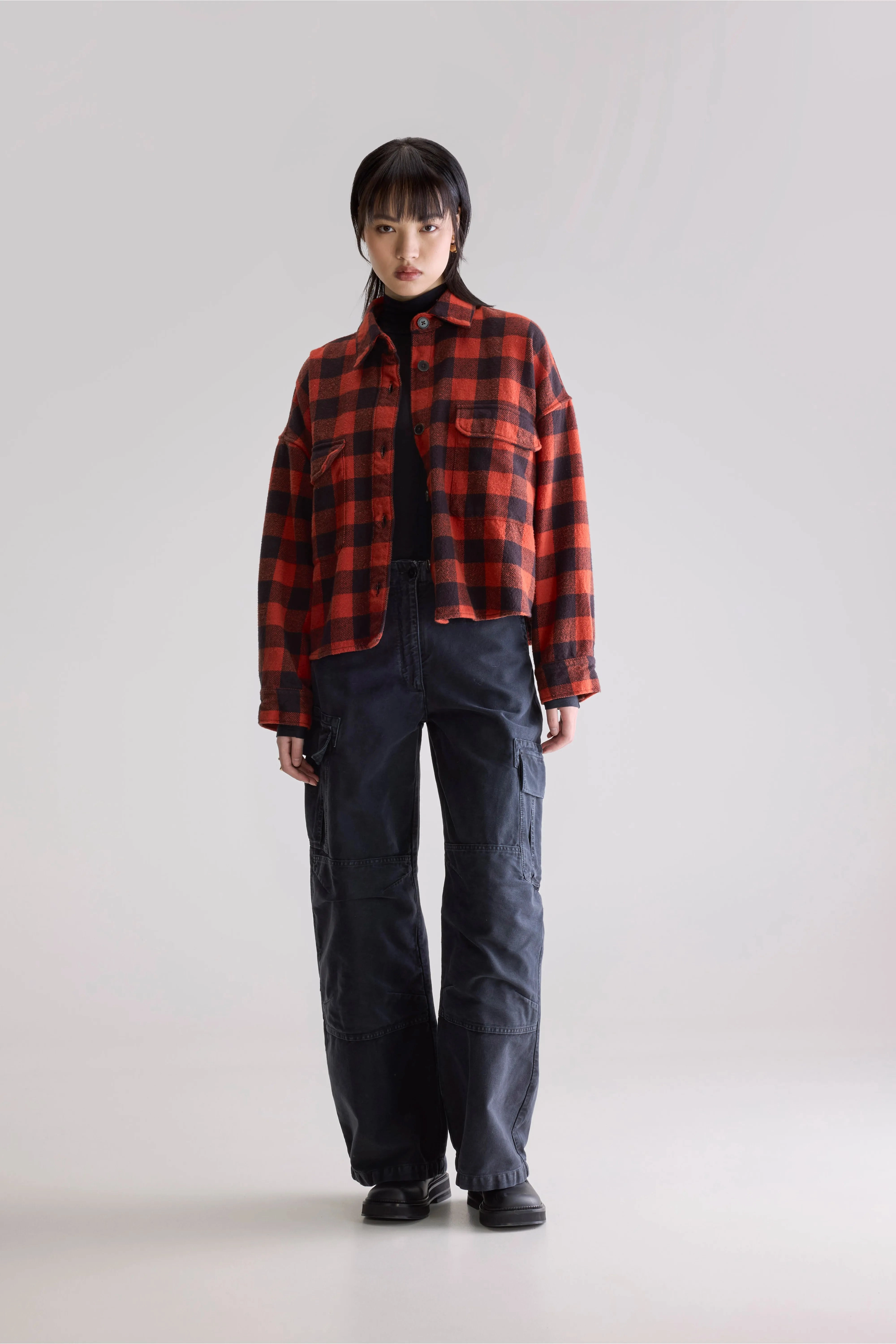 Matte Fabric Compact Layer Wyat checked overshirt (252 / W / CHECK C)