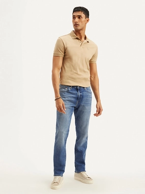 City Walk Smart Casual Minimalist Style Holiday Vibes Weekend Warrior Men's 541 Blue Athletic Tapered Fit Mid Rise Jeans