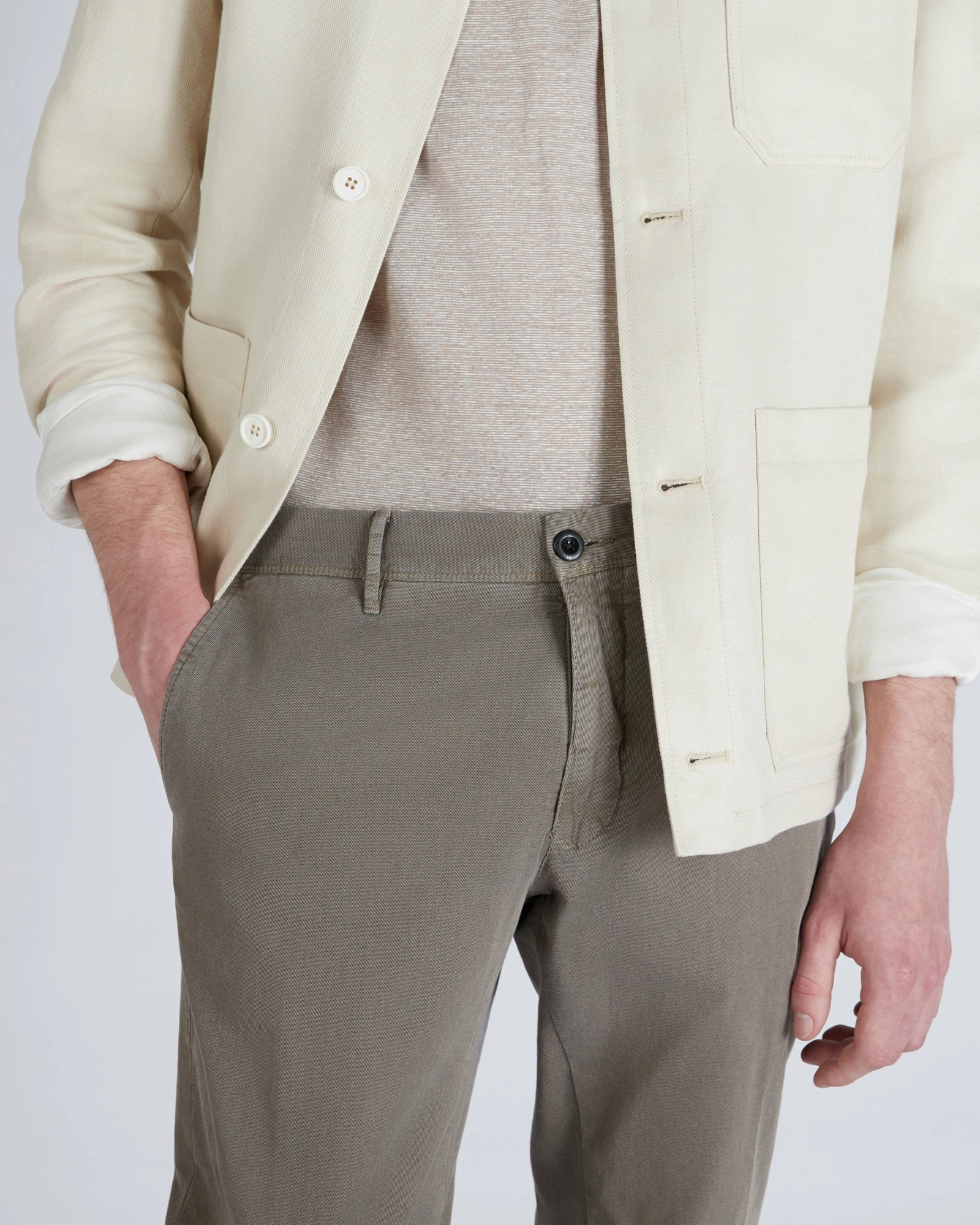 Slim-fit cotton twill trousers Twill Weave Texture Soft Performance