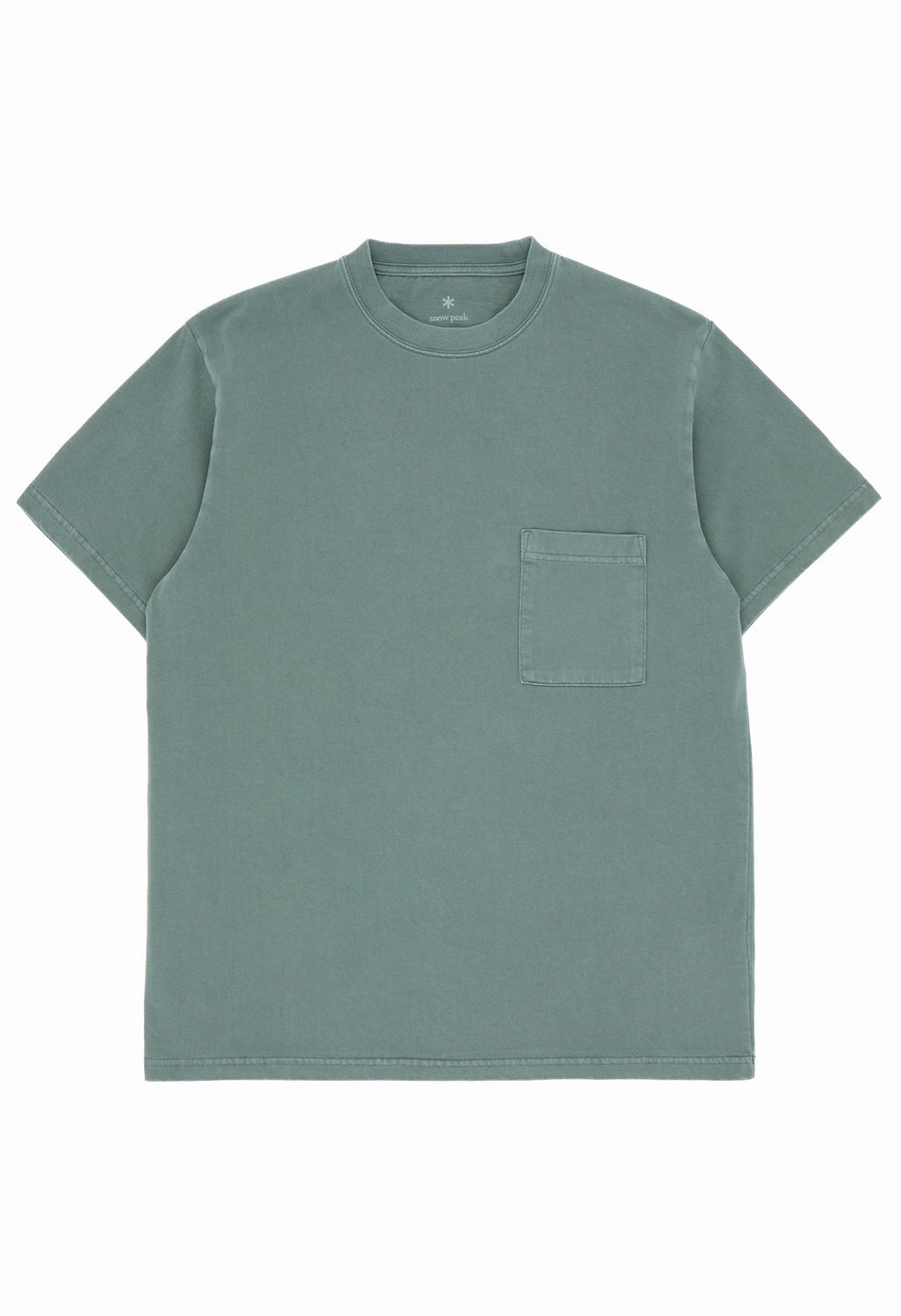 Sleek Design Easy Wear Snow Peak Garment Dyed T-Shirt - Dark Green