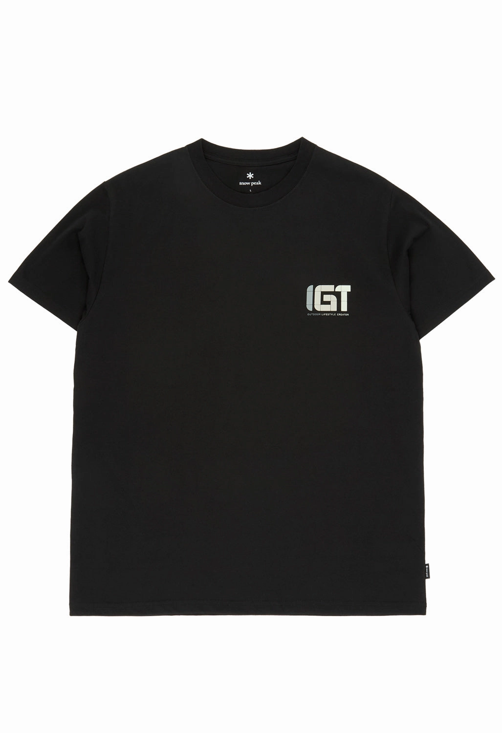 Layered Shoulder Design Snow Peak IGT Logo T-Shirt - Black