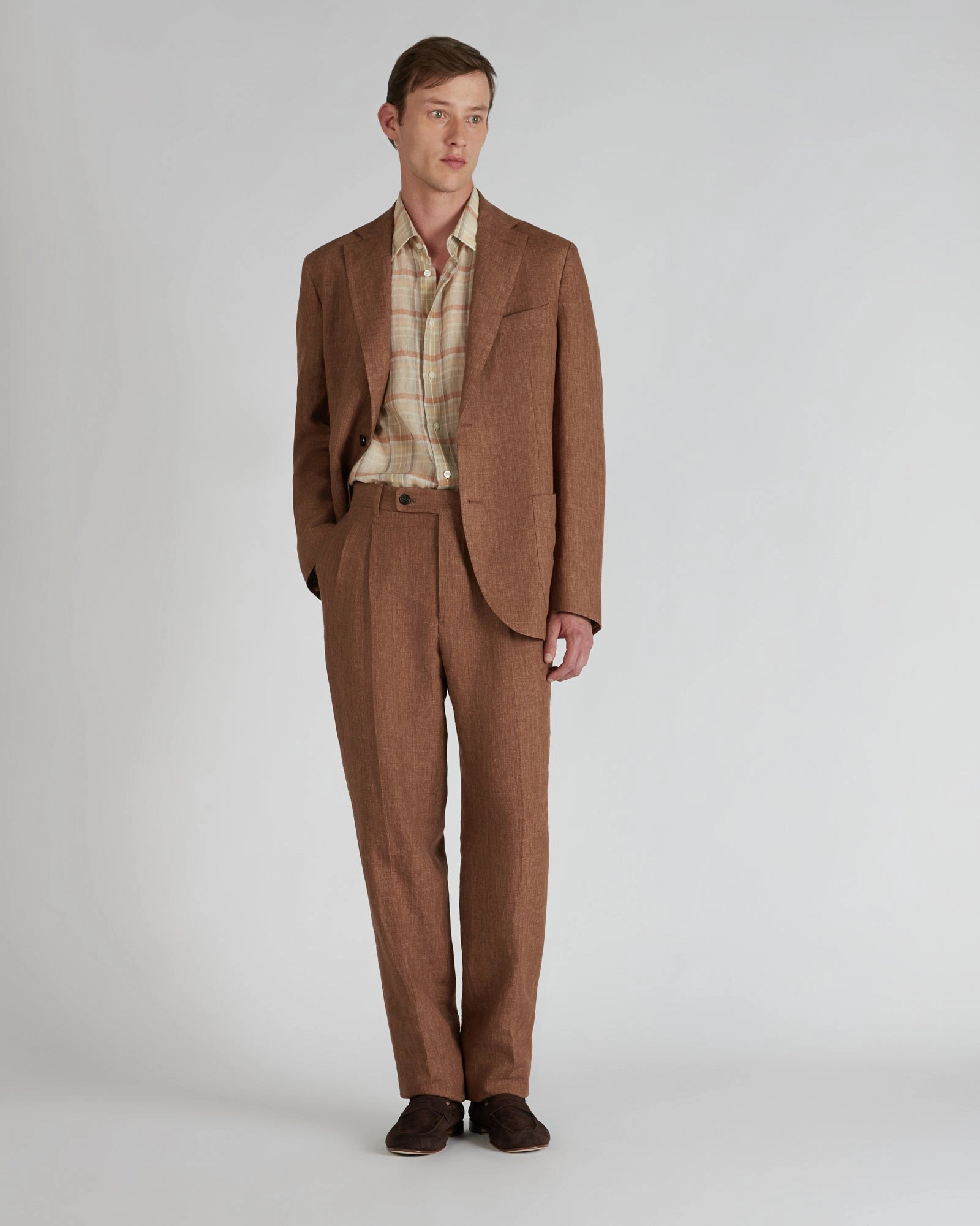 Straight-fit delav?? linen trousers Chilly Weather Comfort Skinny Fit