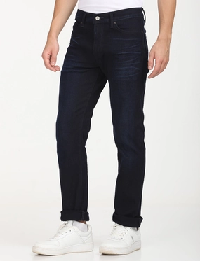 Men's 511 Navy Blue Slim Fit Mid Rise Jeans Trendy Fit Breathable Feel