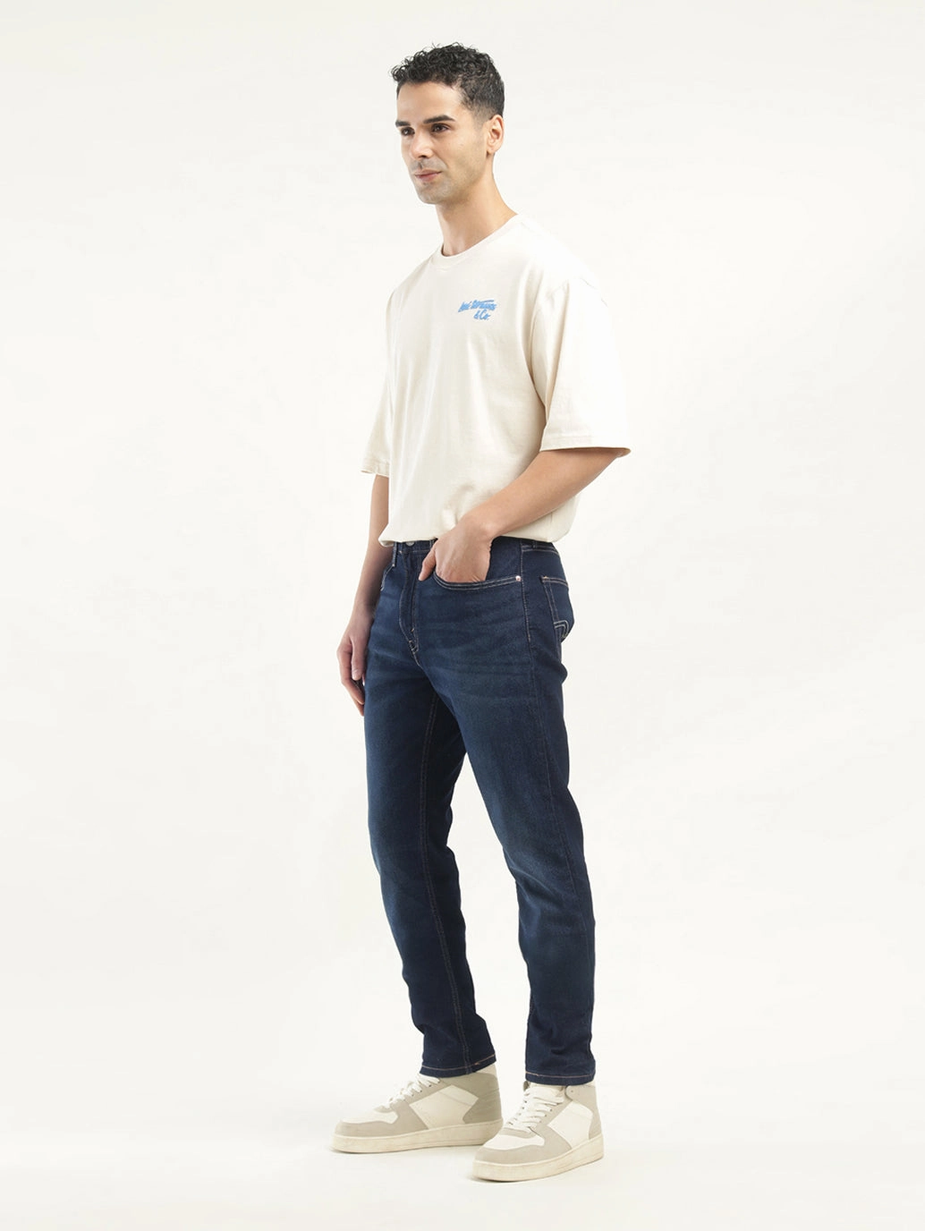 City Approved Unisex Wear Artist Vibe Men's 512 Blue Slim Tapered Fit Mid Rise Jeans