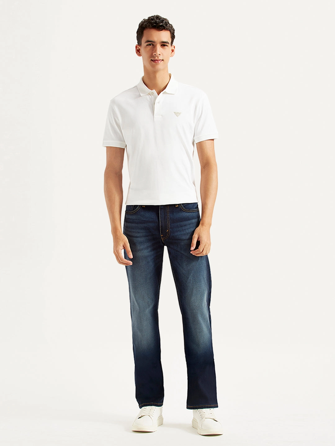 Men's 513 Blue Slim Straight Fit Mid Rise Jeans Non Restrictive Thigh