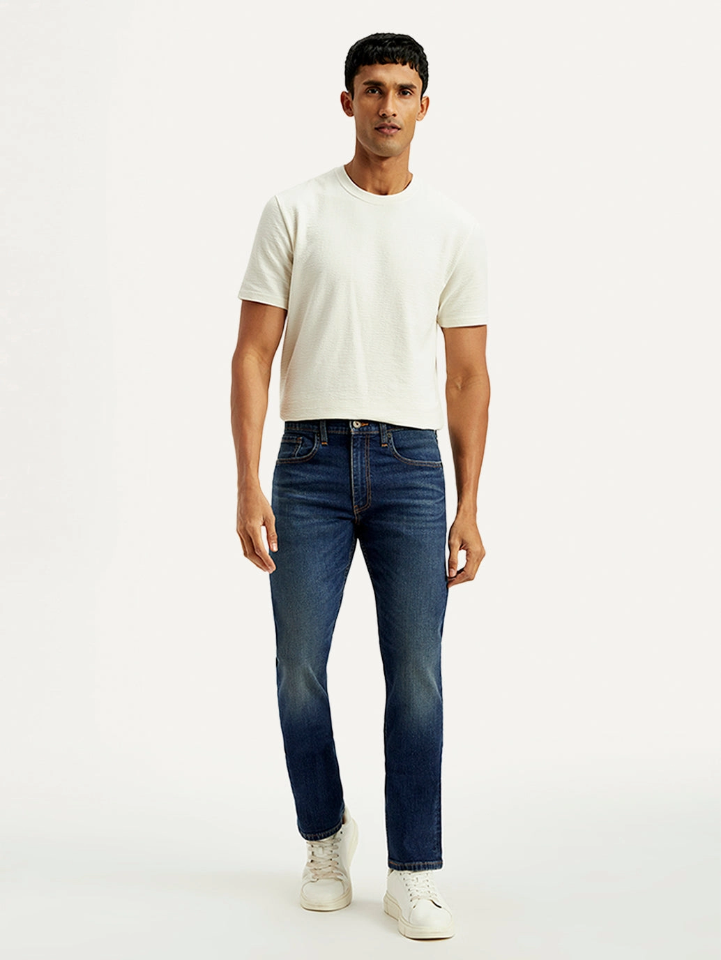 Men's Tinted 513 Blue Slim Straight Fit Mid Rise Jeans Weather Proof