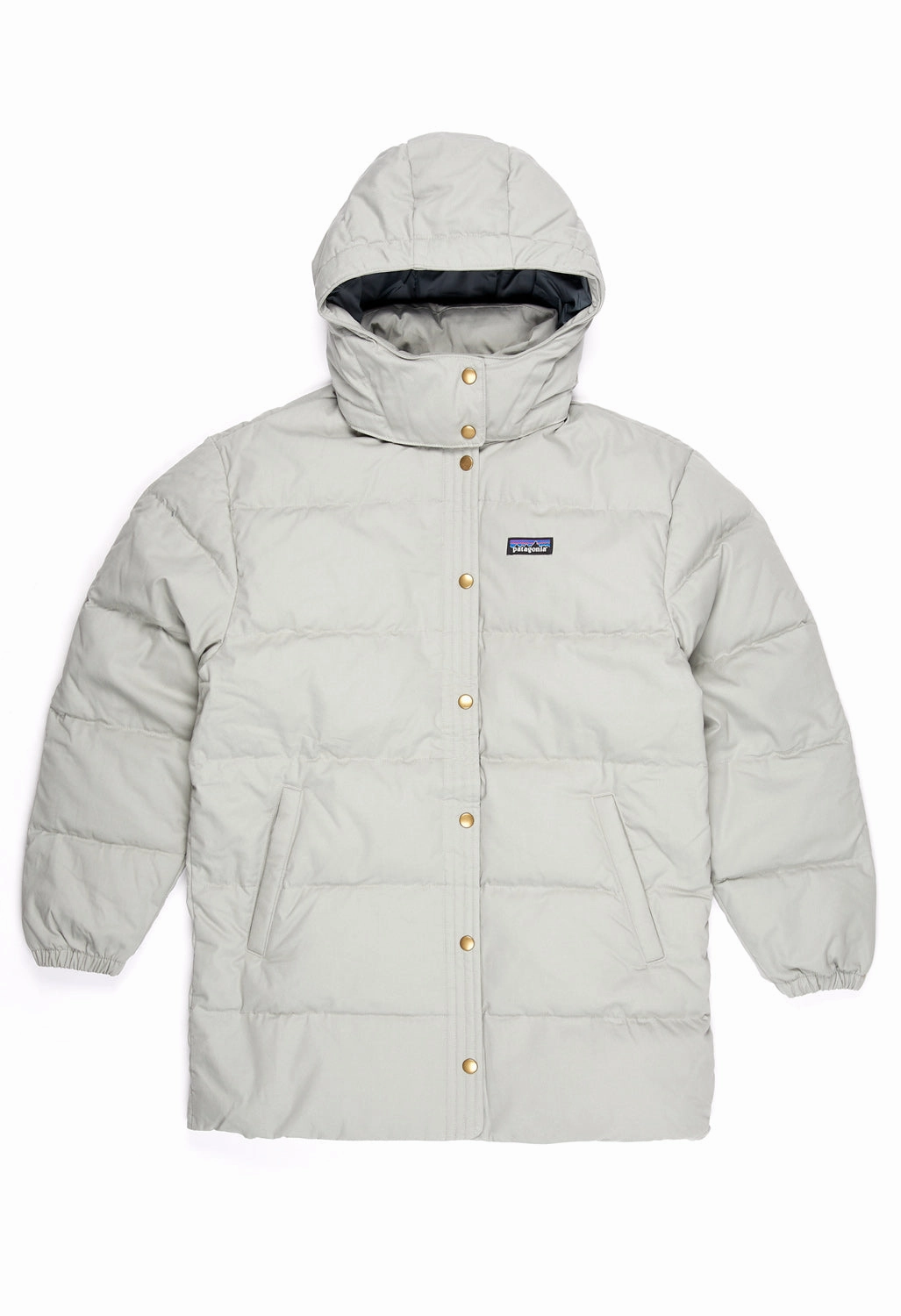 Patagonia Women's Cotton Down Parka - Sleet Green Quick Dry Fabric Quilted Interior