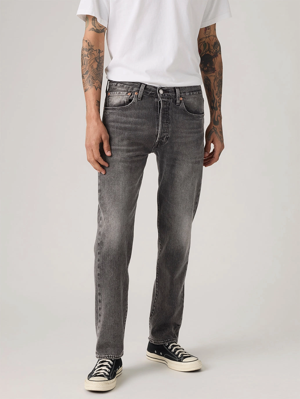 Go-To Style Vibrant Formal Men's 501 Grey Straight Fit Mid Rise Jeans
