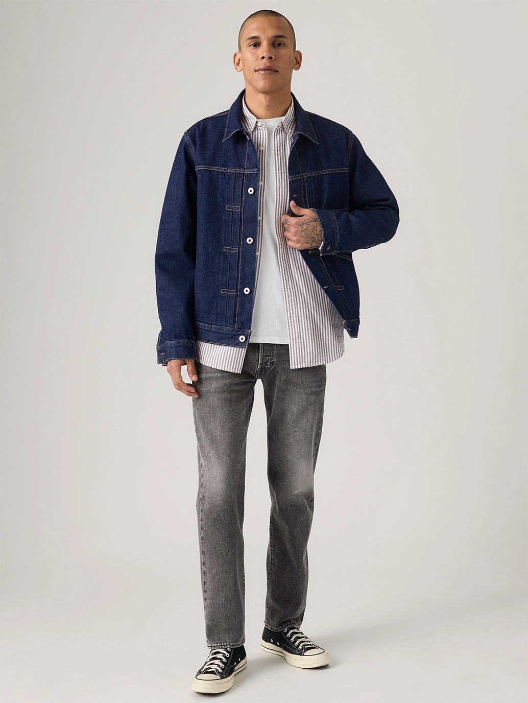 Streetwear Fan Family Style Effortless casual Men's 501 Grey Straight Fit Mid Rise Jeans