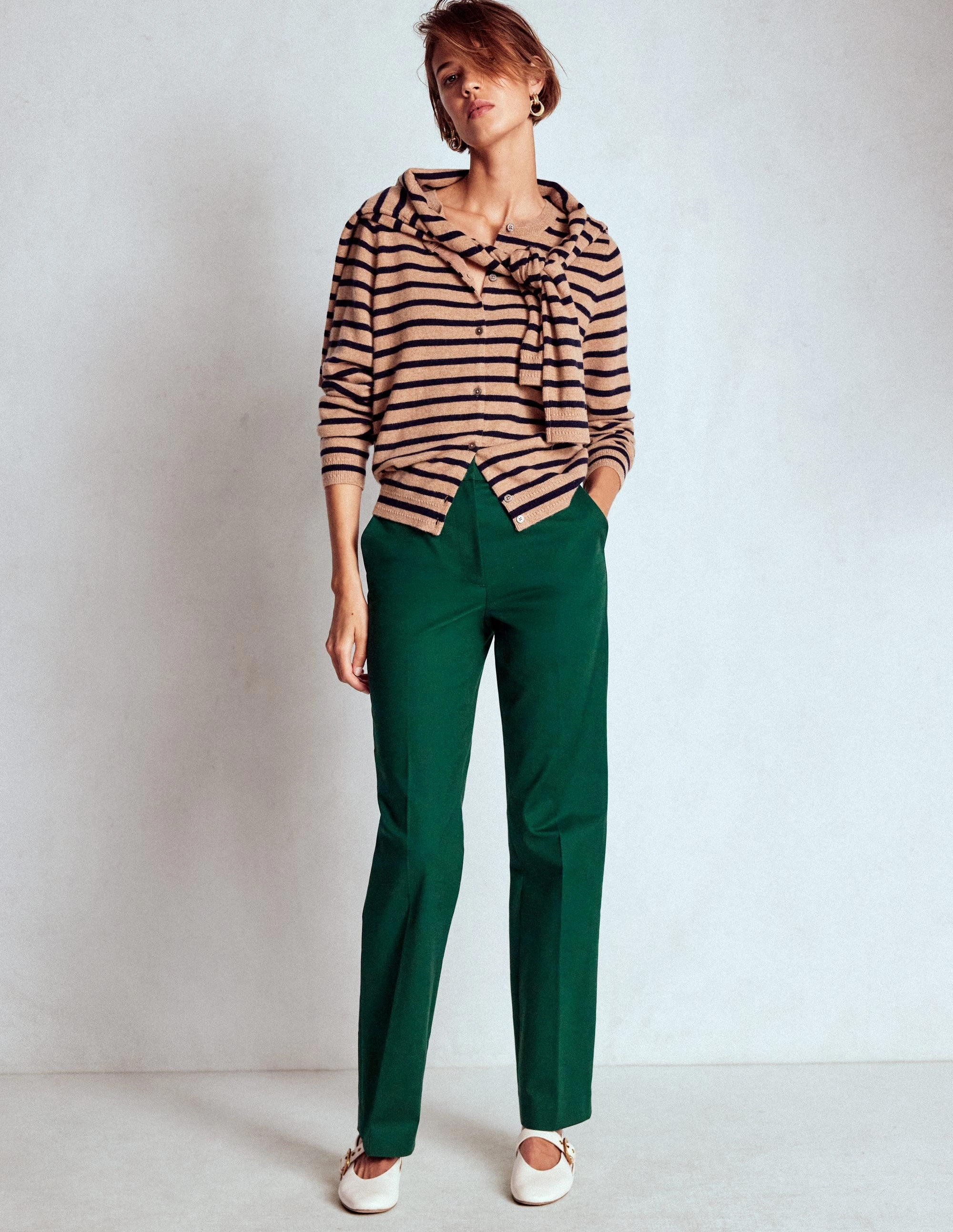 Full Length Canonbury Trousers-Emerald Green Layered Look
