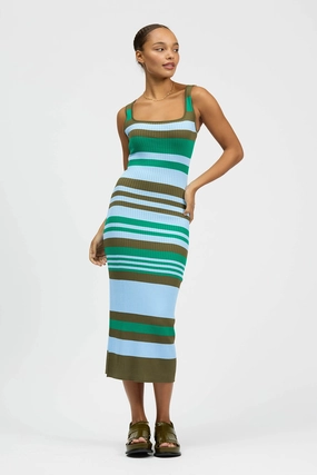 Frenja Dress Khaki/Green/Light Blue Style Ease