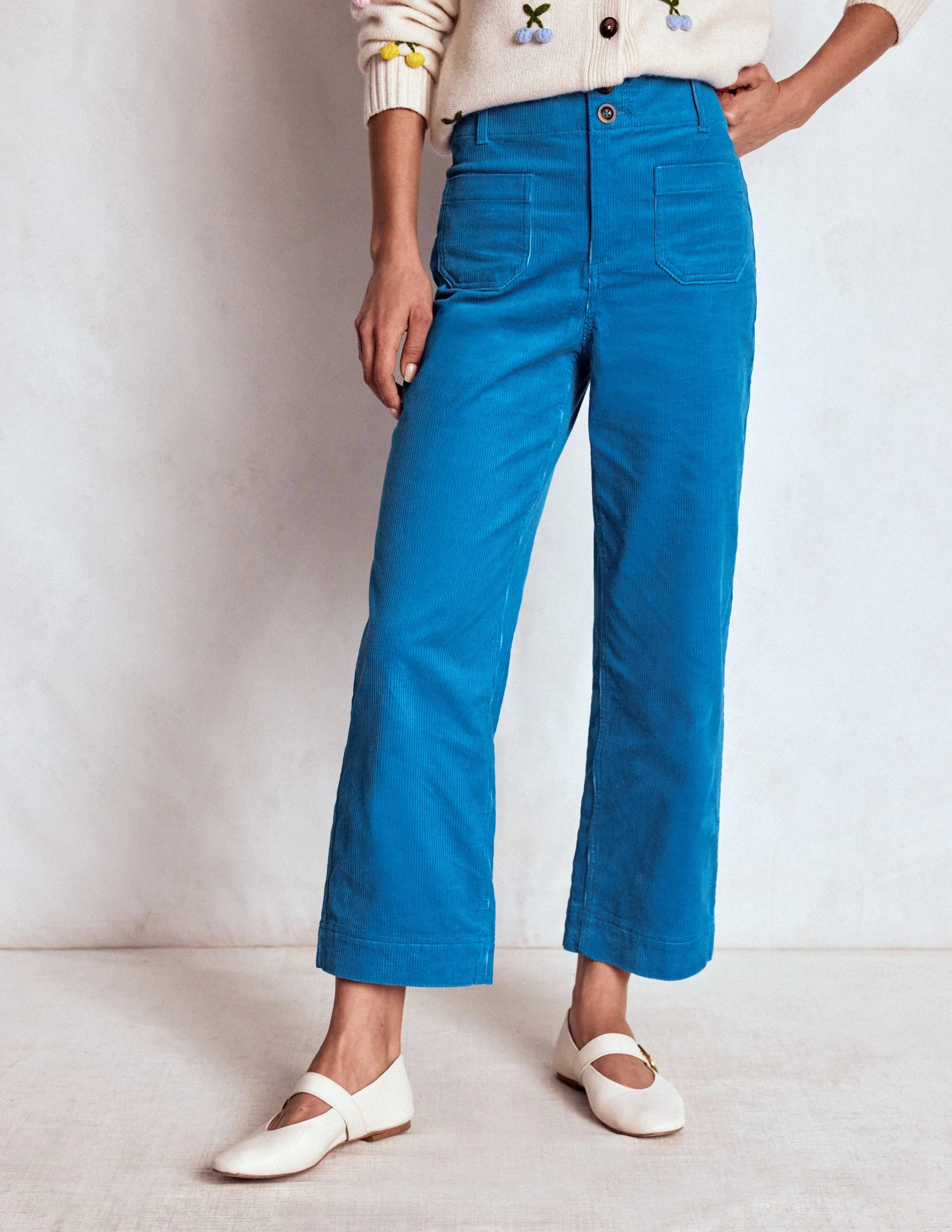 Casual Fit UltraSoftLining Primrose Cord Trousers-Bright Blue