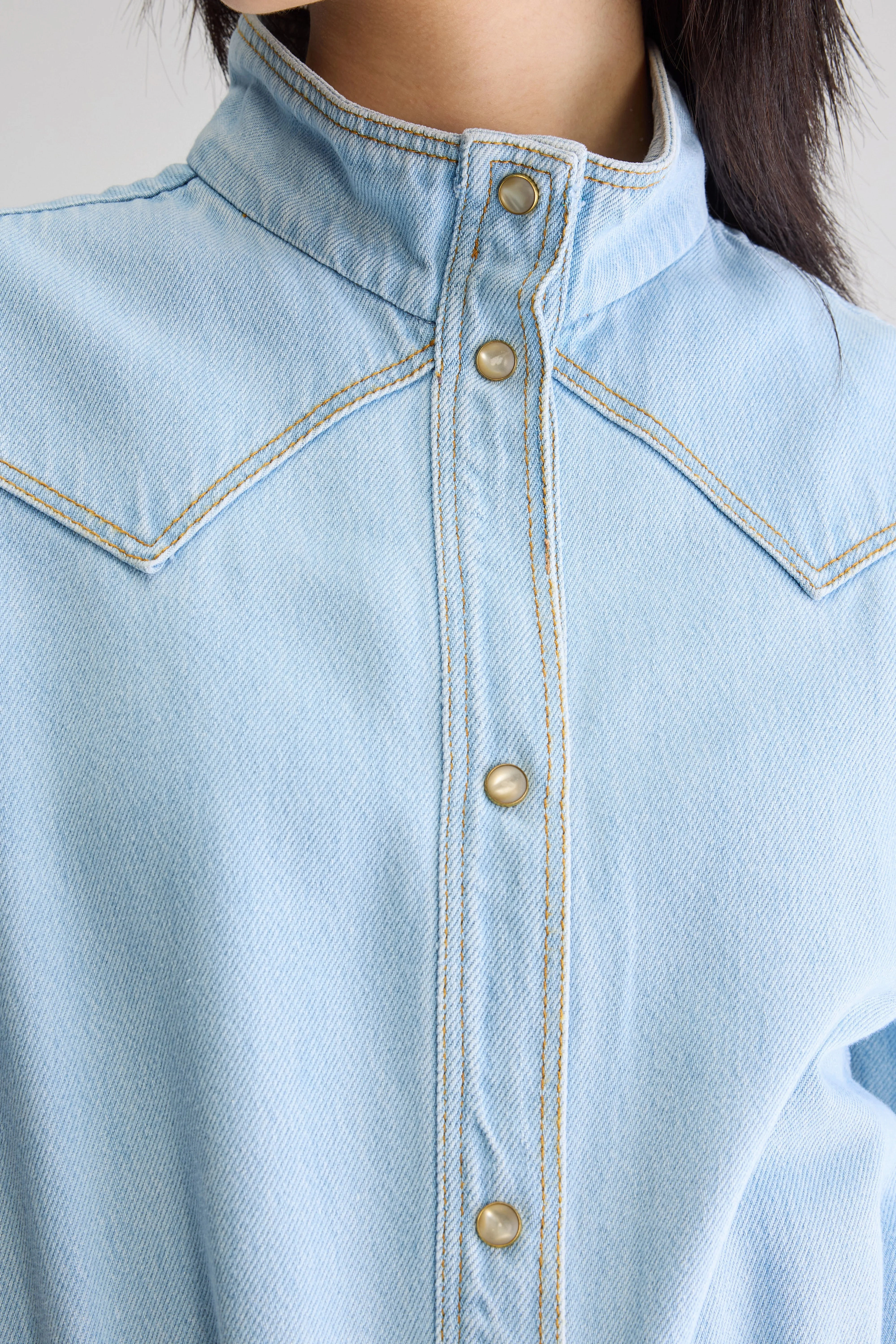 Pakita denim midi dress (251 / W / LT BLUE BLEACH) Color-Blocked