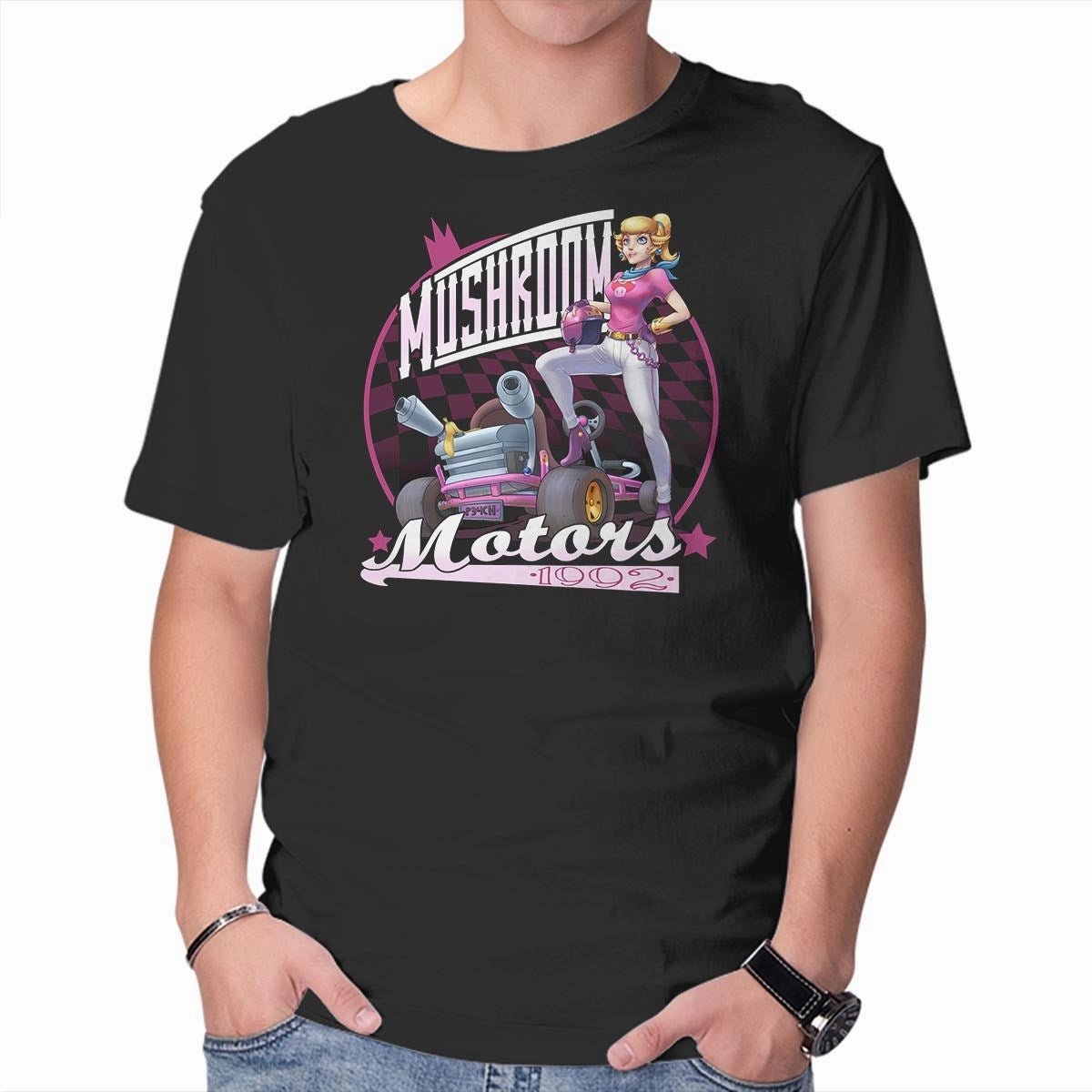 Relaxed fit style Non Restrictive Silhouette Mushroom Motors