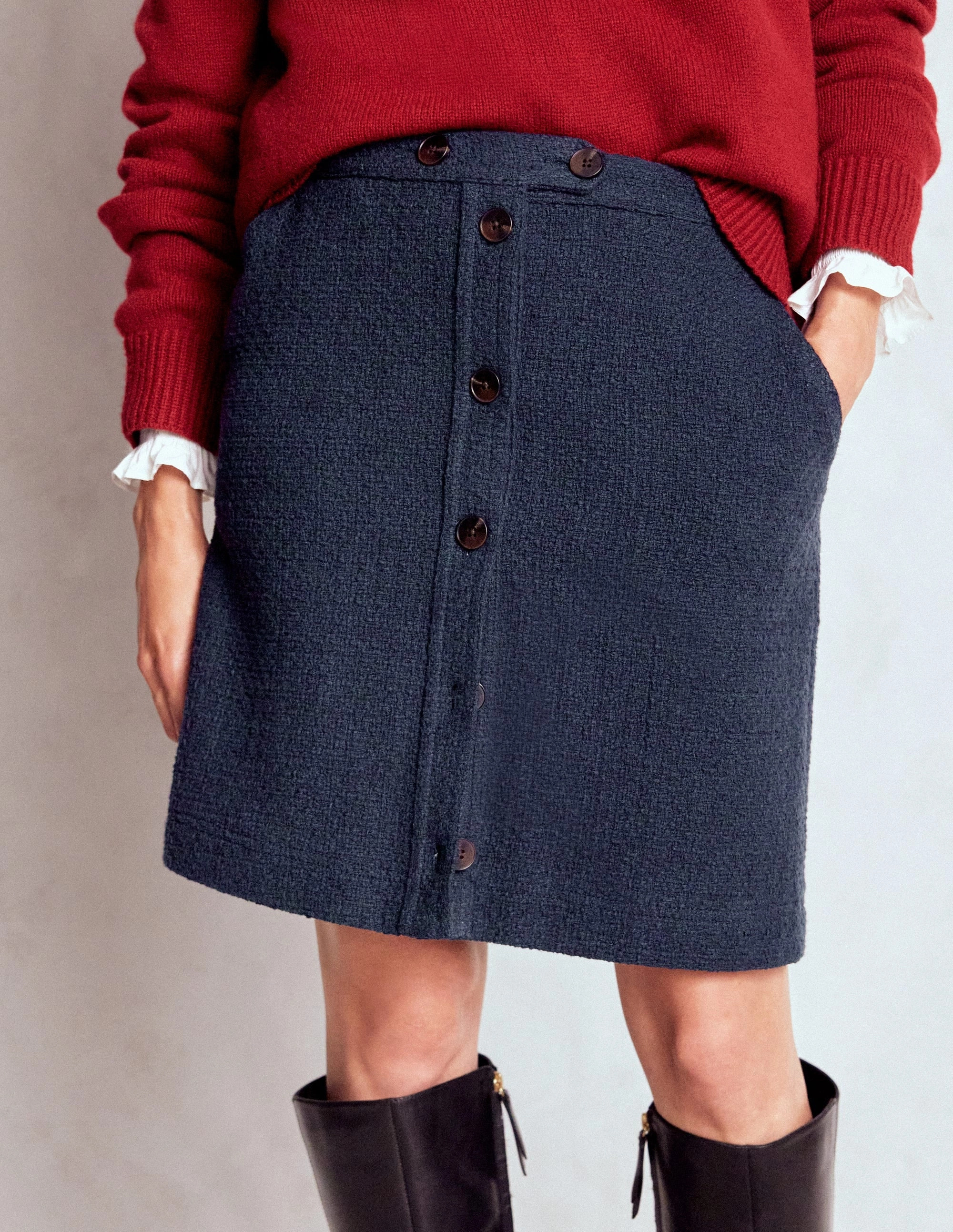 Ombre effect Exclusive Drop Cecelia Textured Skirt-Navy
