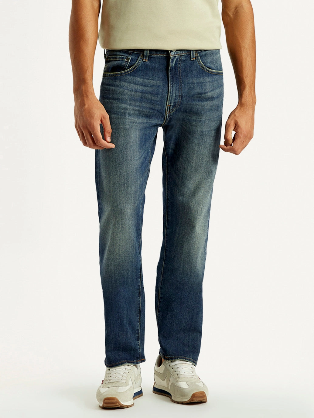 Chic Comfort All Body Fit Men's Tinted 505 Med Indigo Straight Fit Mid Rise Jeans