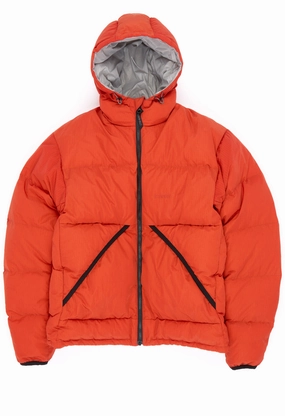 Gramicci Men's Down Puffer Hooded Jacket - Burnt Red Dry Fast LightweightConstruction