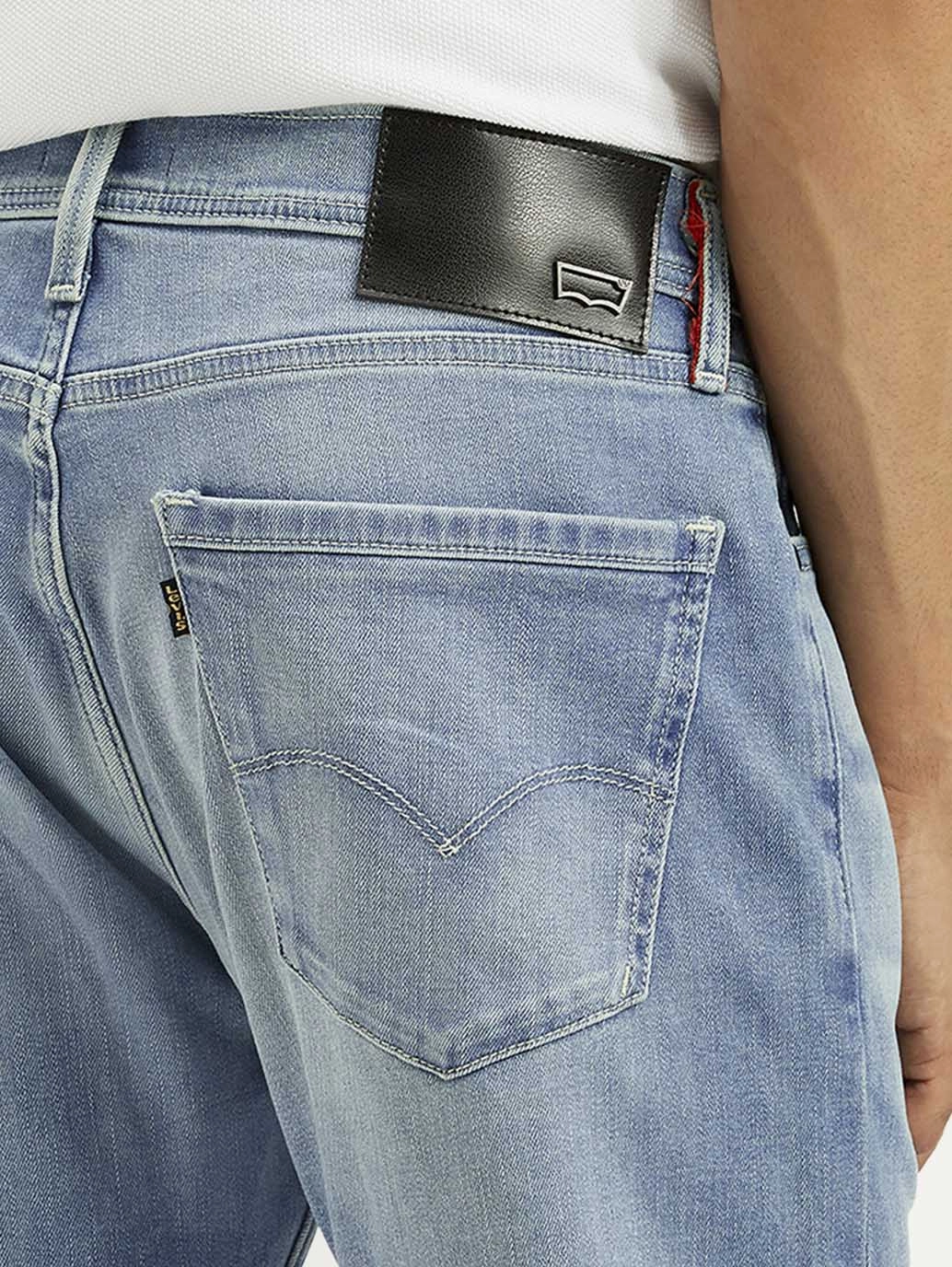 Soft Date Night Street Fashion Mid Rise Structure Men's Redloop 505 Light Indigo Straight Fit Mid Rise Jeans