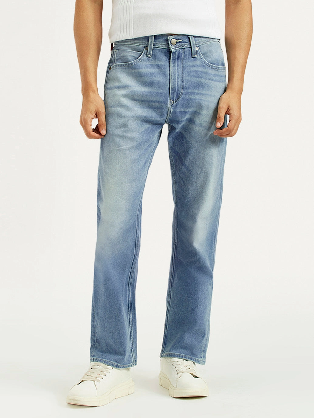 Daily Choice Smooth Lightweight Men's Redloop 505 Light Indigo Straight Fit Mid Rise Jeans