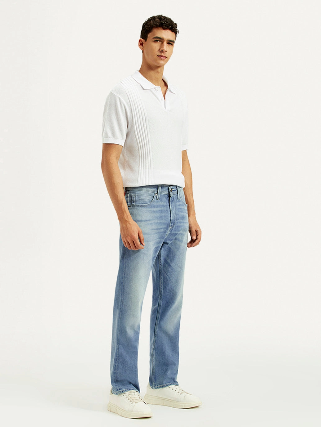 Men's Redloop 505 Light Indigo Straight Fit Mid Rise Jeans Smooth Shape