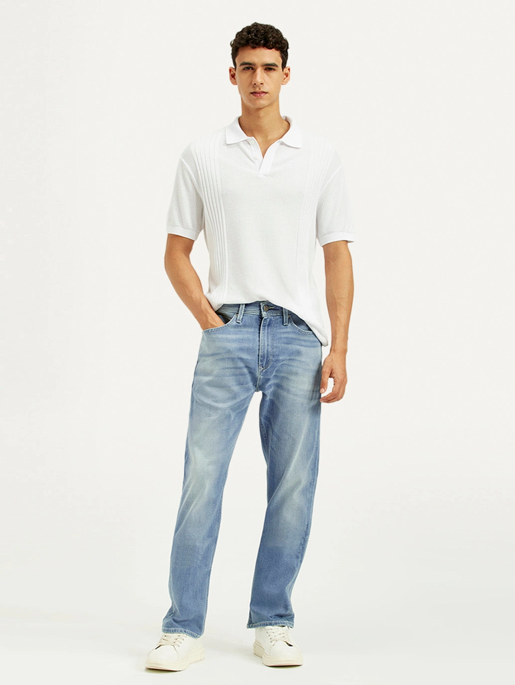 Suitable Outfit Daily Basic Men's Redloop 505 Light Indigo Straight Fit Mid Rise Jeans