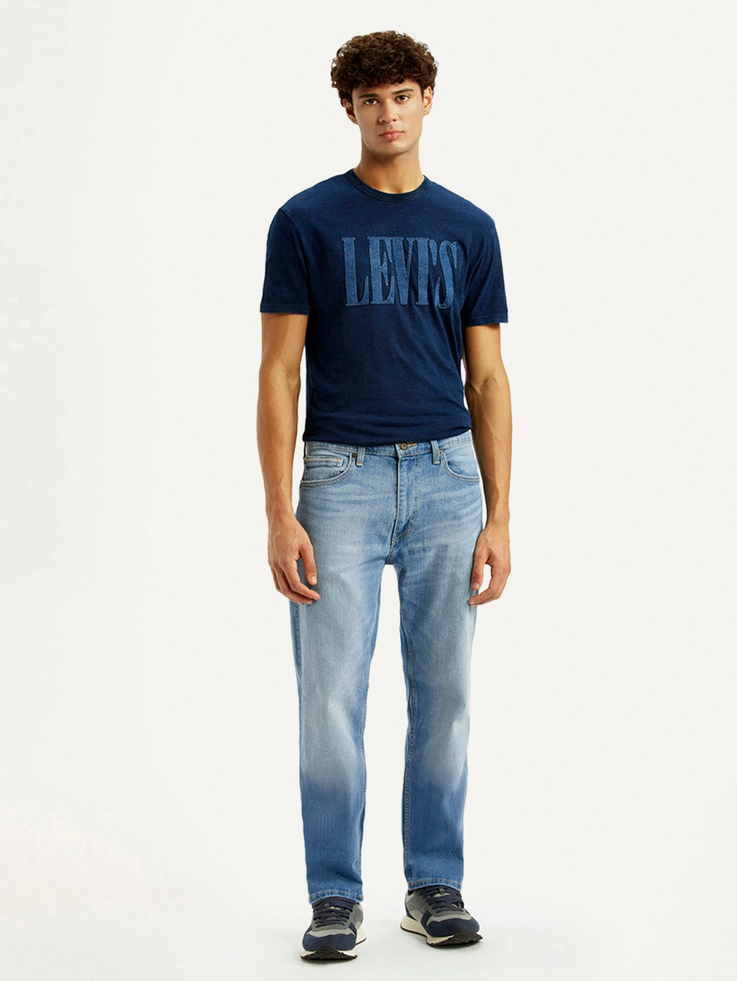 Men's 505 Light Blue Straight Fit Mid Rise Jeans Everyday Basic Street Mood