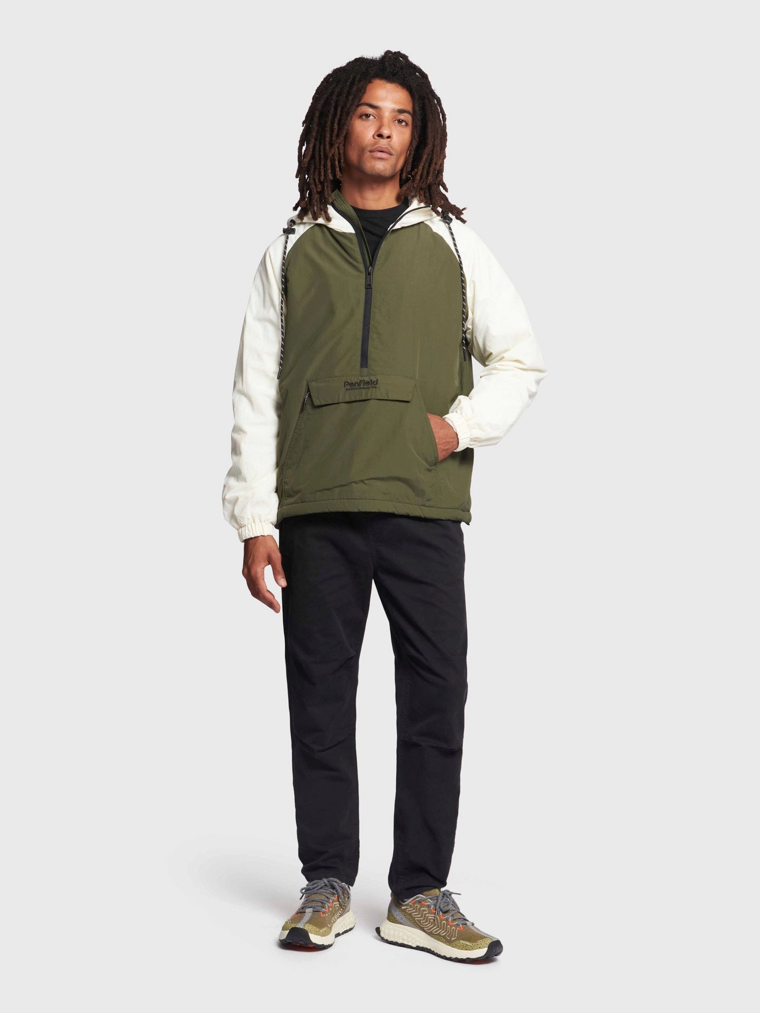 Hudson Script Windbreaker Jacket in Forest Night Lightweight Waterproof Jacket Seamless Edge Finishing
