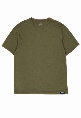 Finisterre Men's Seeker Merino Tee - Olive Comfort Flex
